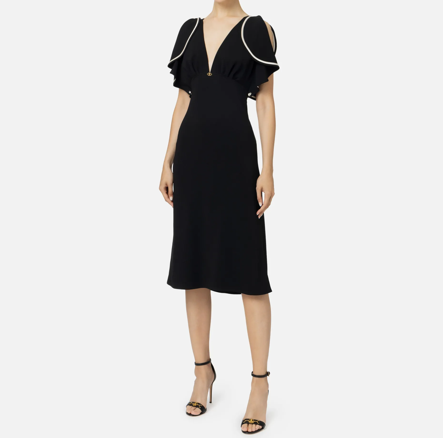 Elisabetta Franchi Midi Dresses | Dresses | Midi dress in flowing crêpe fabric with cap sleeves