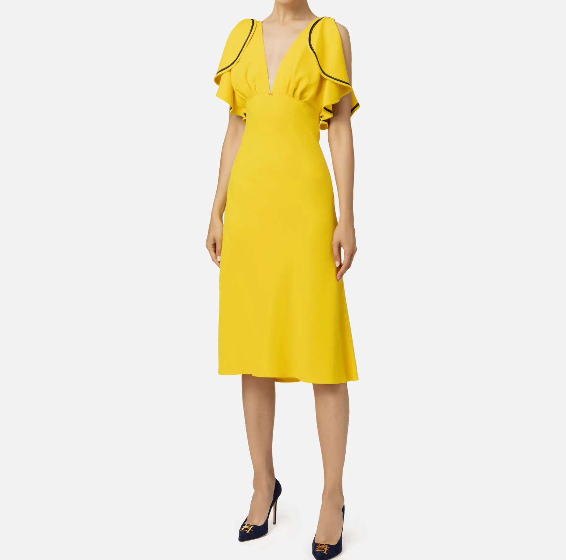 Elisabetta Franchi Midi Dresses | Dresses | Midi dress in flowing crêpe fabric with cap sleeves