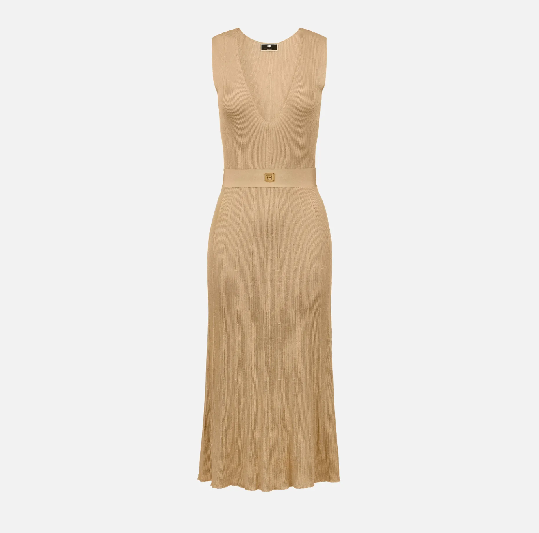 Elisabetta Franchi Midi Dresses | Knitted Dresses | Midi dress in pleated rib viscose fabric