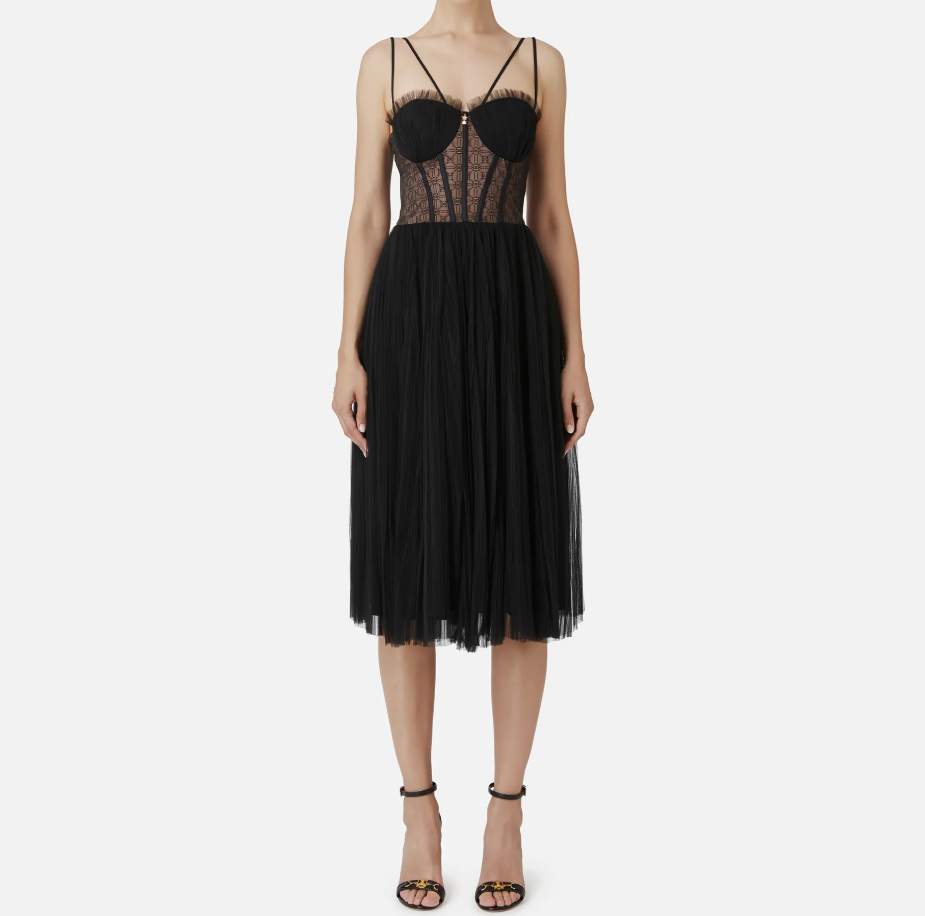 Elisabetta Franchi Dresses | Midi Dresses | Midi dress in pleated tulle fabric