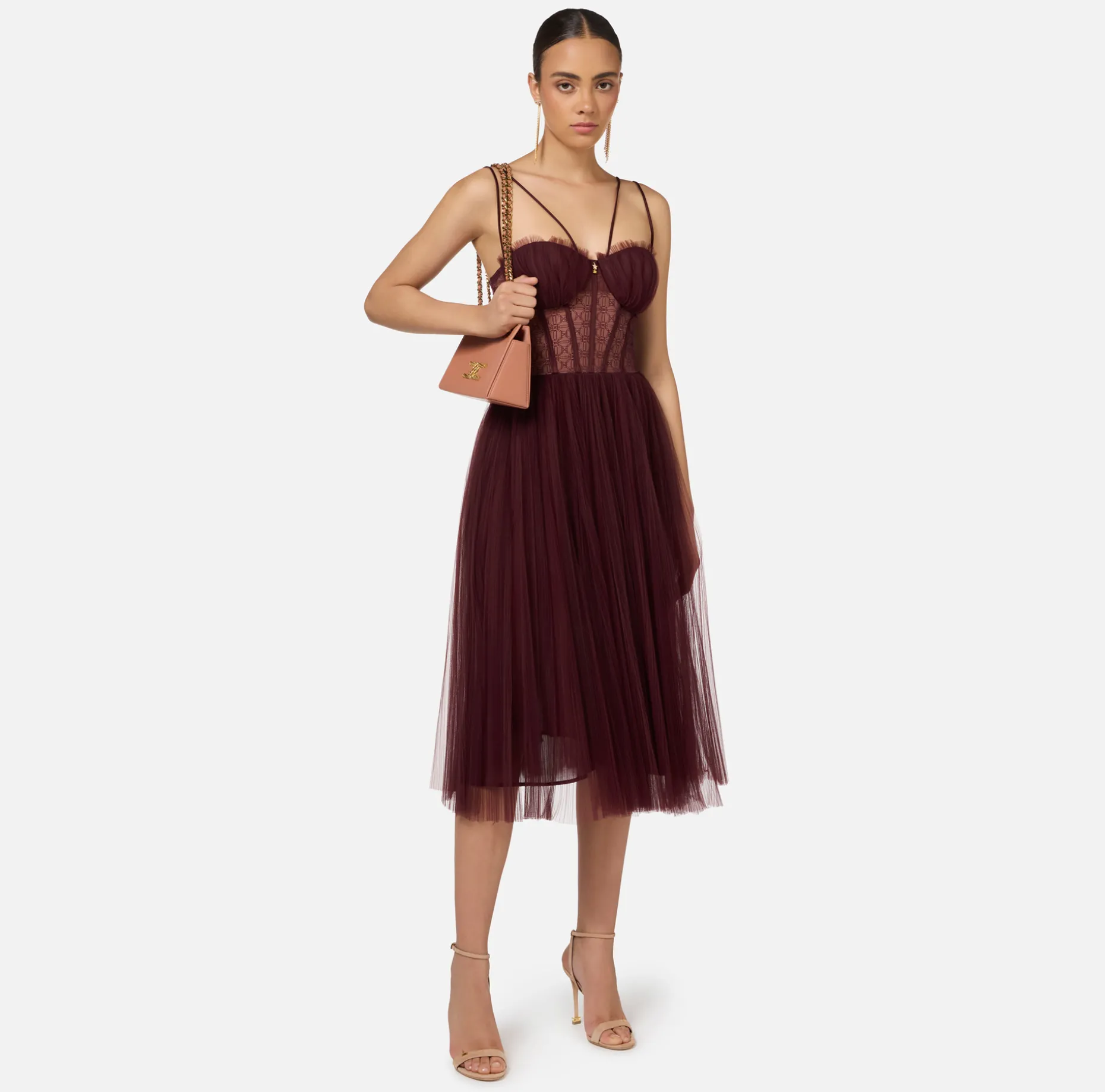 Elisabetta Franchi Dresses | Midi Dresses | Midi dress in pleated tulle fabric