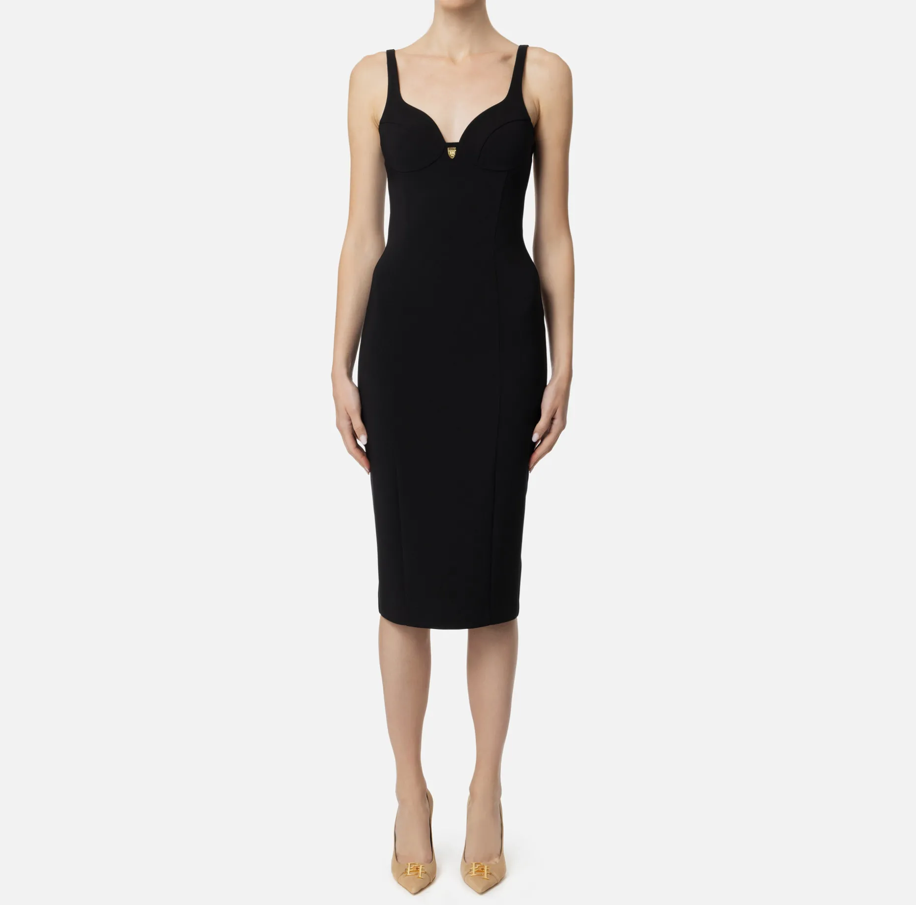 Elisabetta Franchi Sheath Dresses | Midi Dresses | Midi dress in stretch crêpe fabric with cup cut