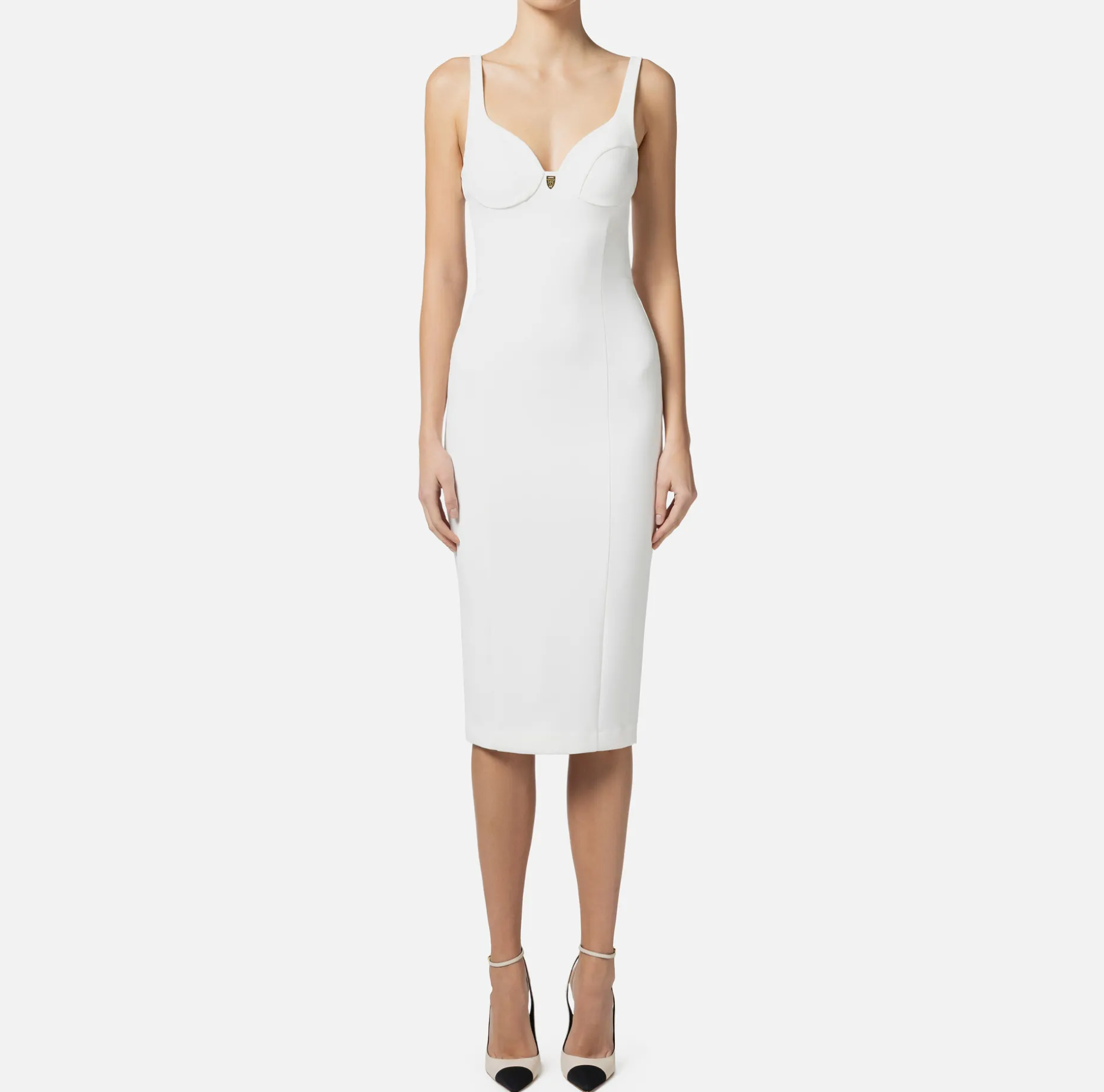 Elisabetta Franchi Sheath Dresses | Midi Dresses | Midi dress in stretch crêpe fabric with cup cut