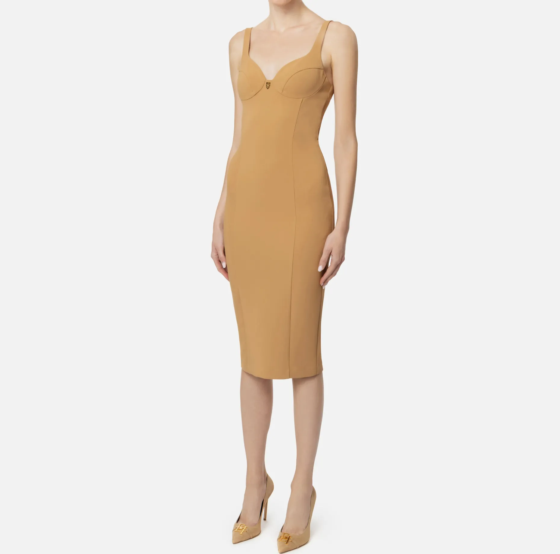 Elisabetta Franchi Sheath Dresses | Midi Dresses | Midi dress in stretch crêpe fabric with cup cut