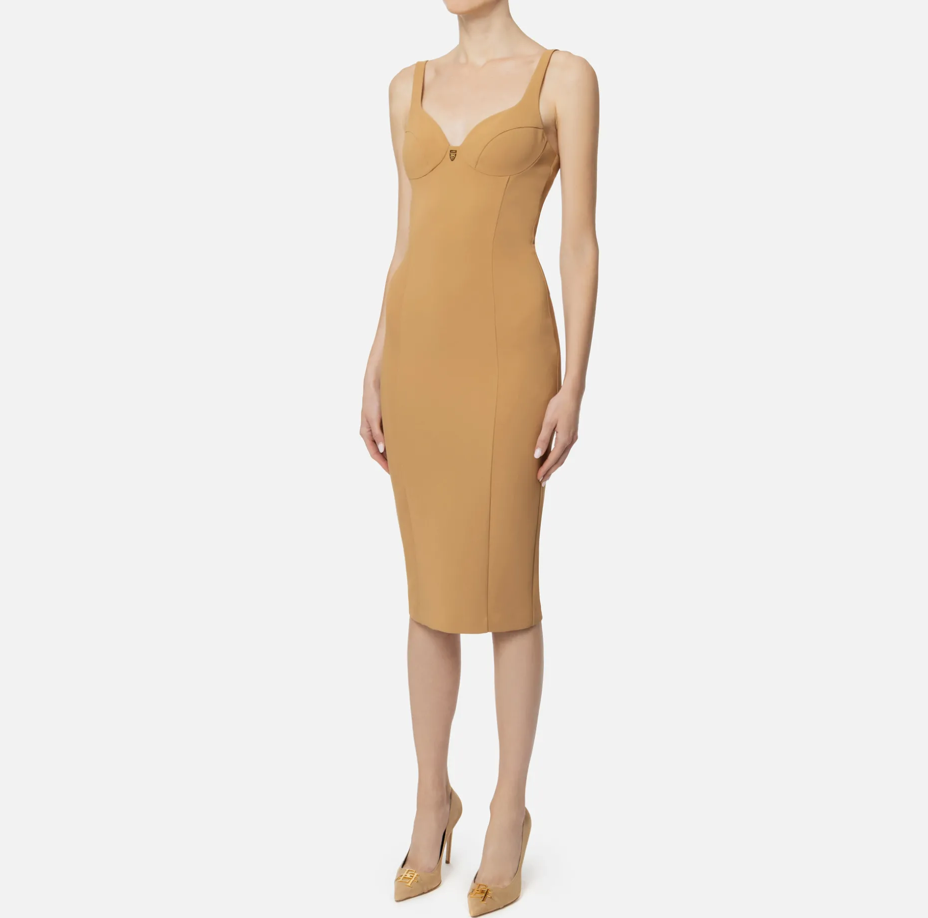 Elisabetta Franchi Sheath Dresses | Midi Dresses | Midi dress in stretch crêpe fabric with cup cut