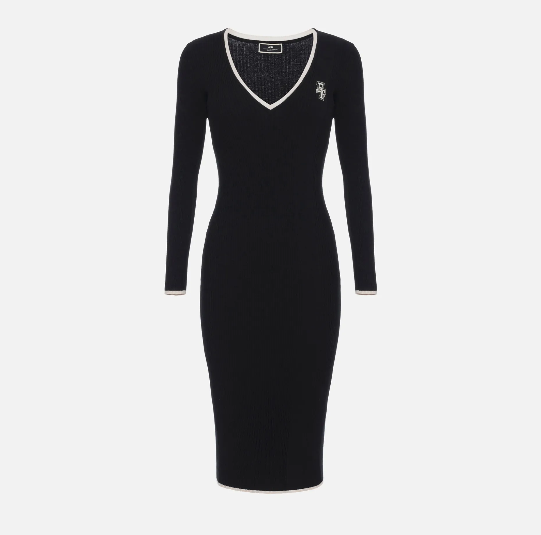 Elisabetta Franchi Midi Dresses | Knitted Dresses | Midi dress in viscose fabric with contrasting logo