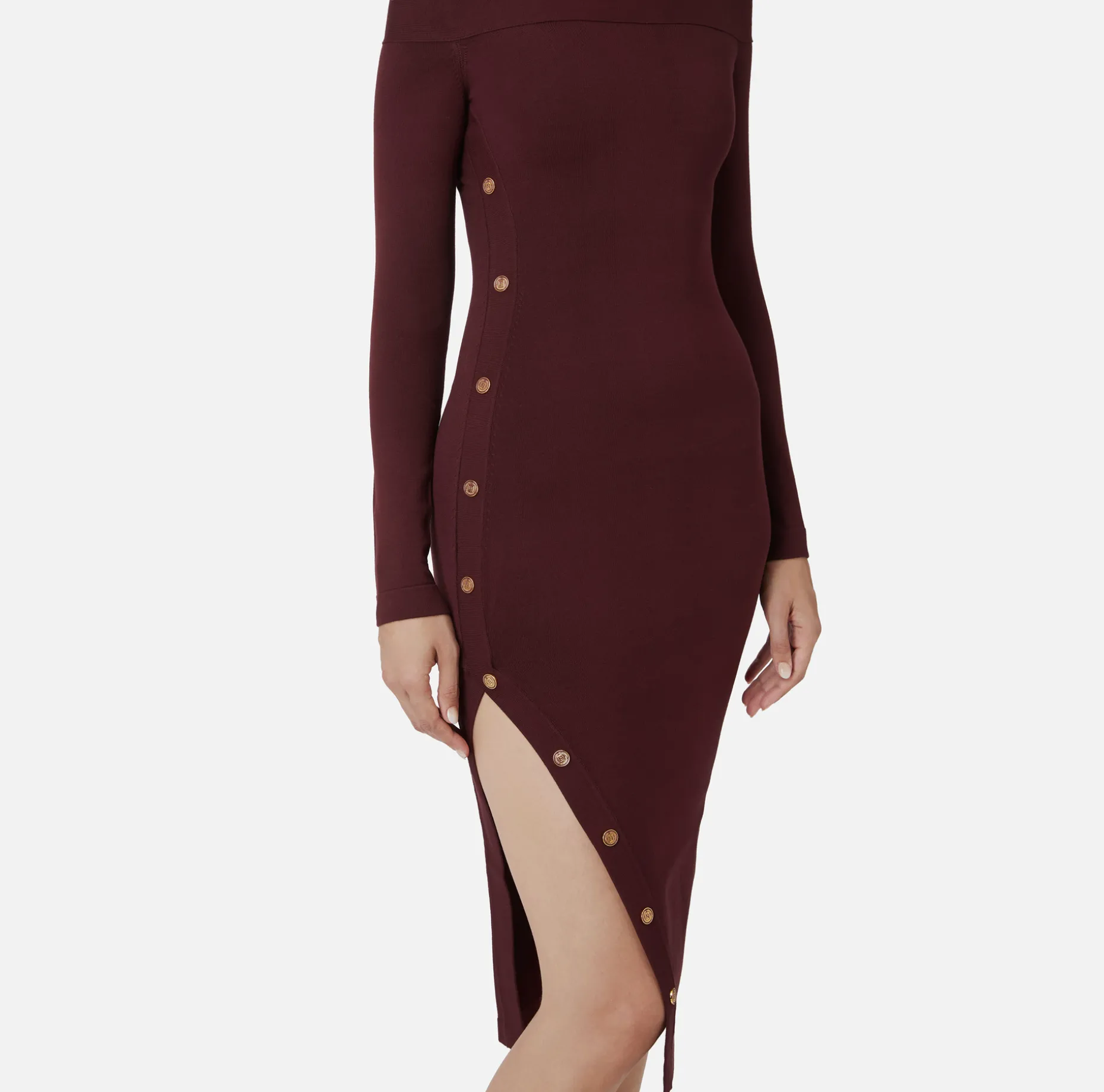 Elisabetta Franchi Midi Dresses | Knitted Dresses | Midi dress in viscose with buttons on the slit