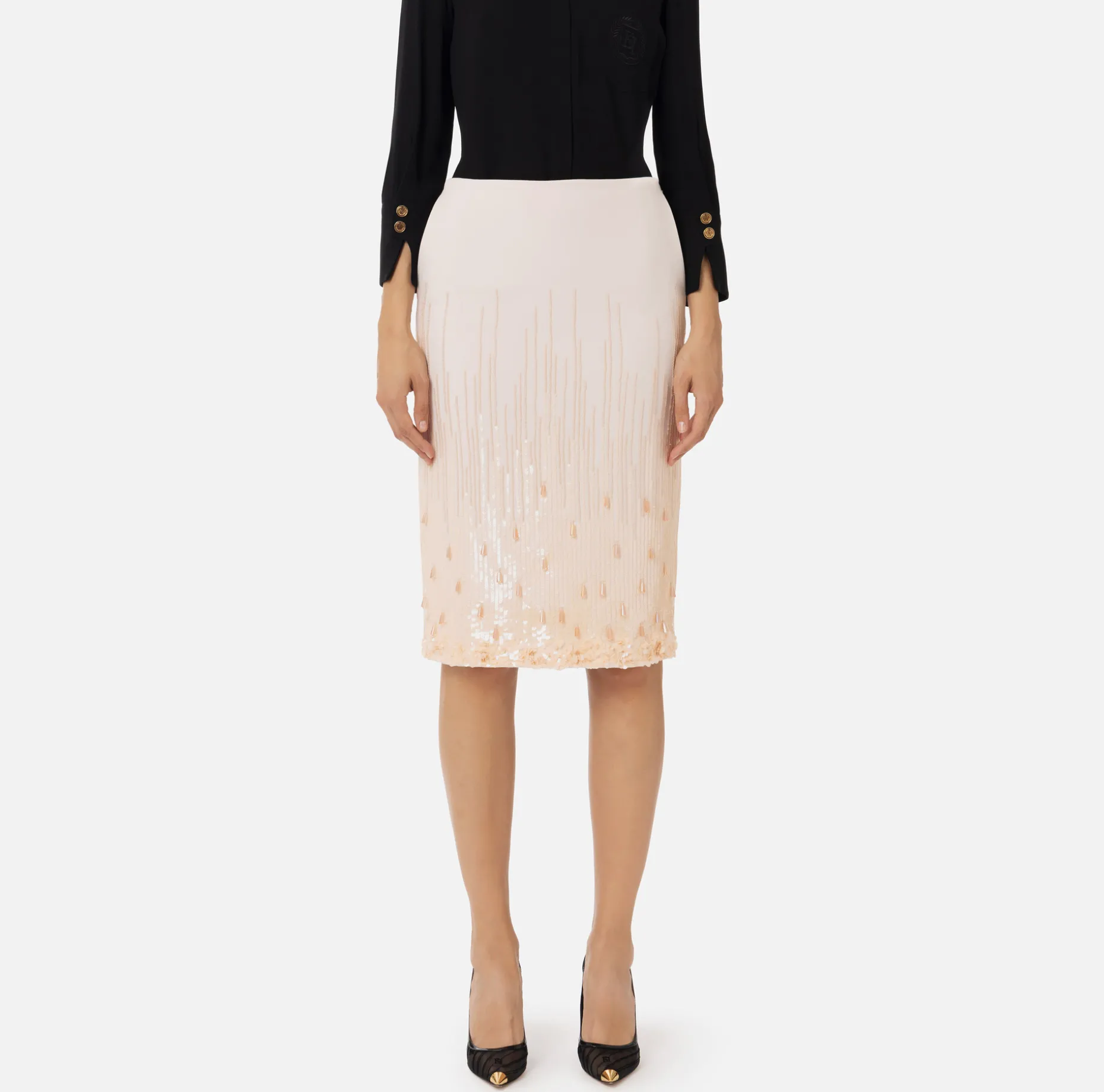 Elisabetta Franchi Skirts | Midi skirt in crêpe fabric embroidered with sequins