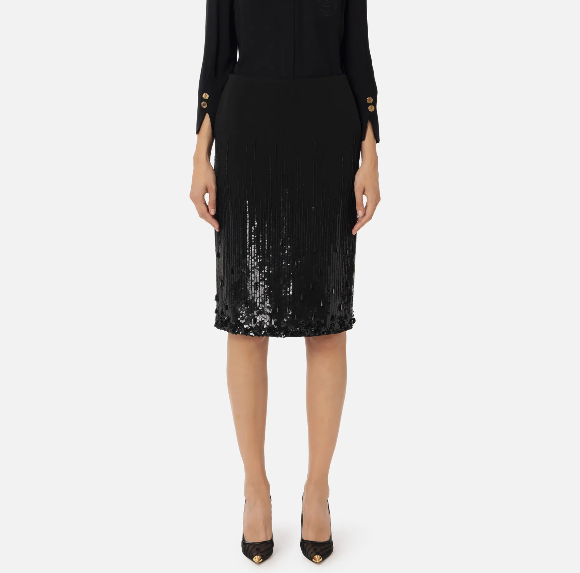 Elisabetta Franchi Skirts | Midi skirt in crêpe fabric embroidered with sequins