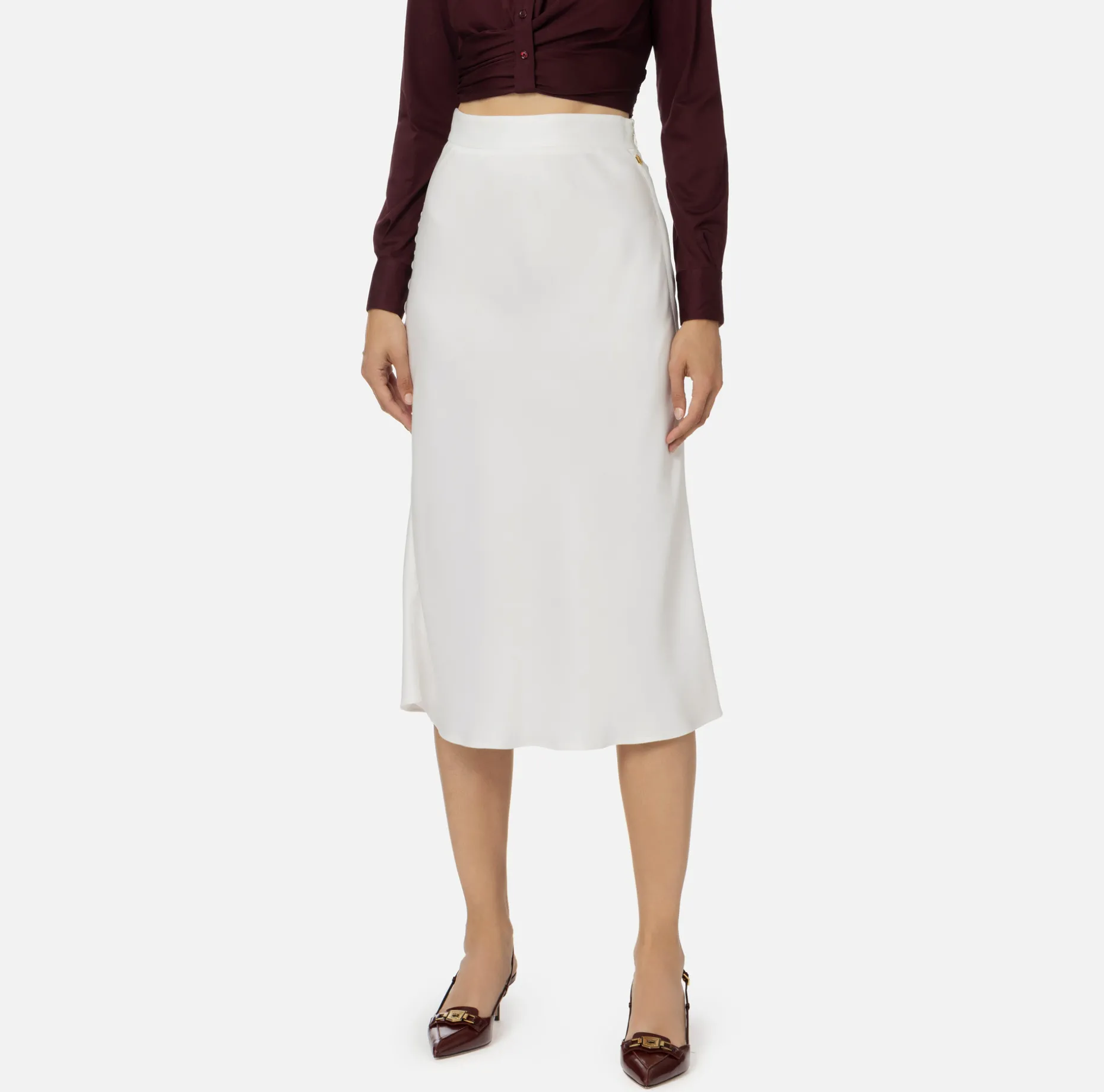 Elisabetta Franchi Skirts | Midi skirt in enver satin fabric with satin bands