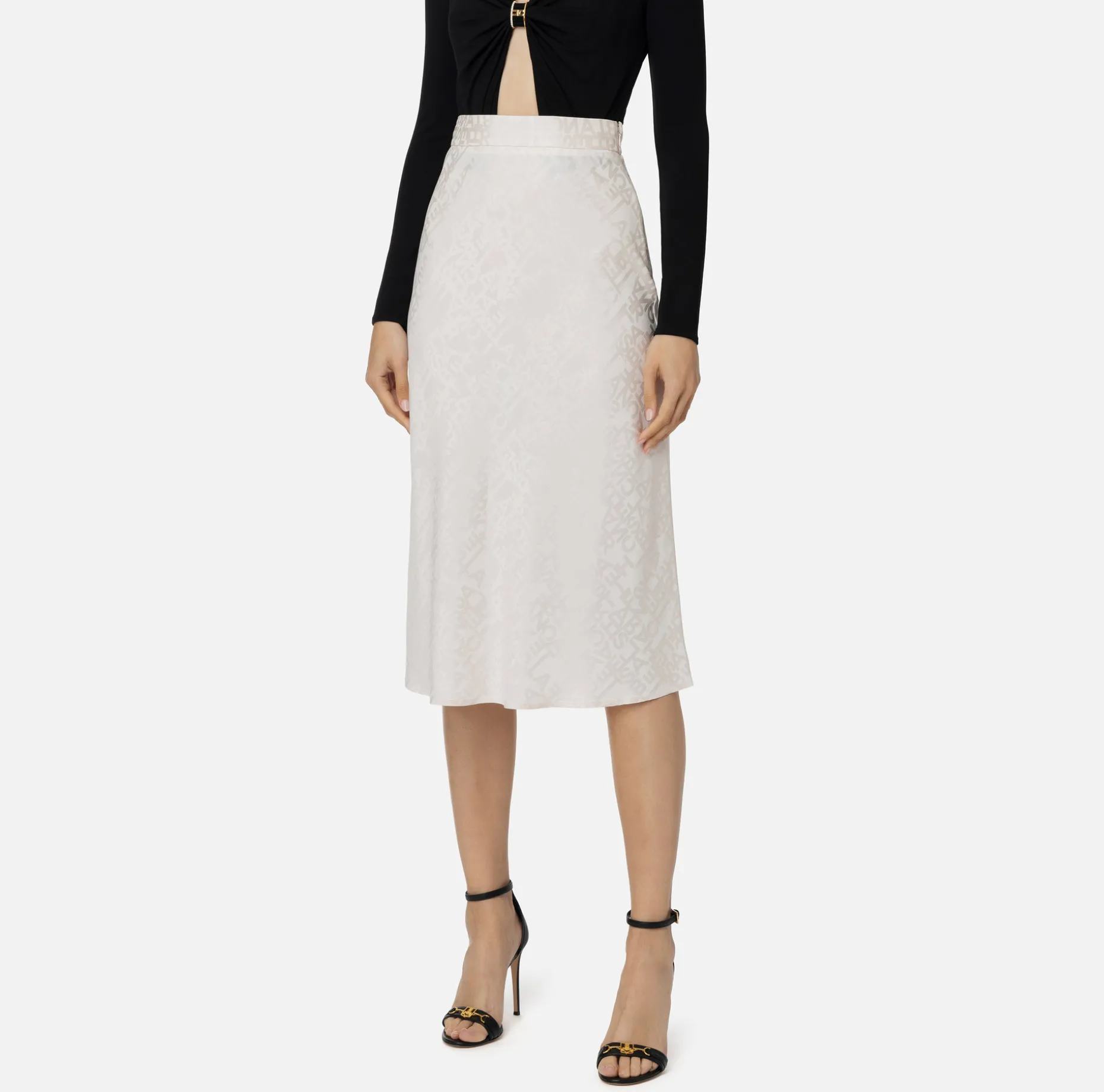 Elisabetta Franchi Skirts | Midi skirt in jacquard crêpe fabric with lettering