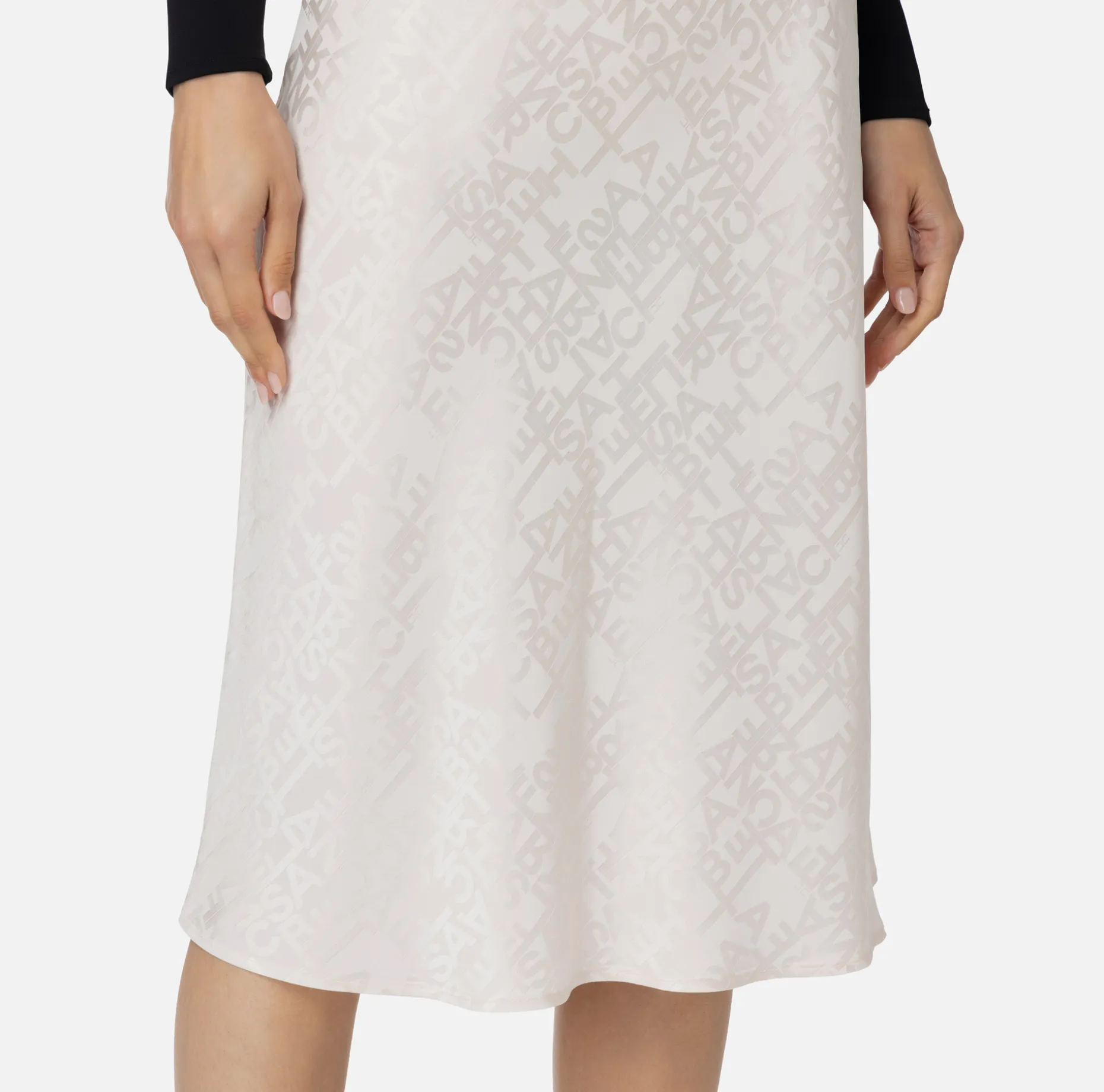 Elisabetta Franchi Skirts | Midi skirt in jacquard crêpe fabric with lettering