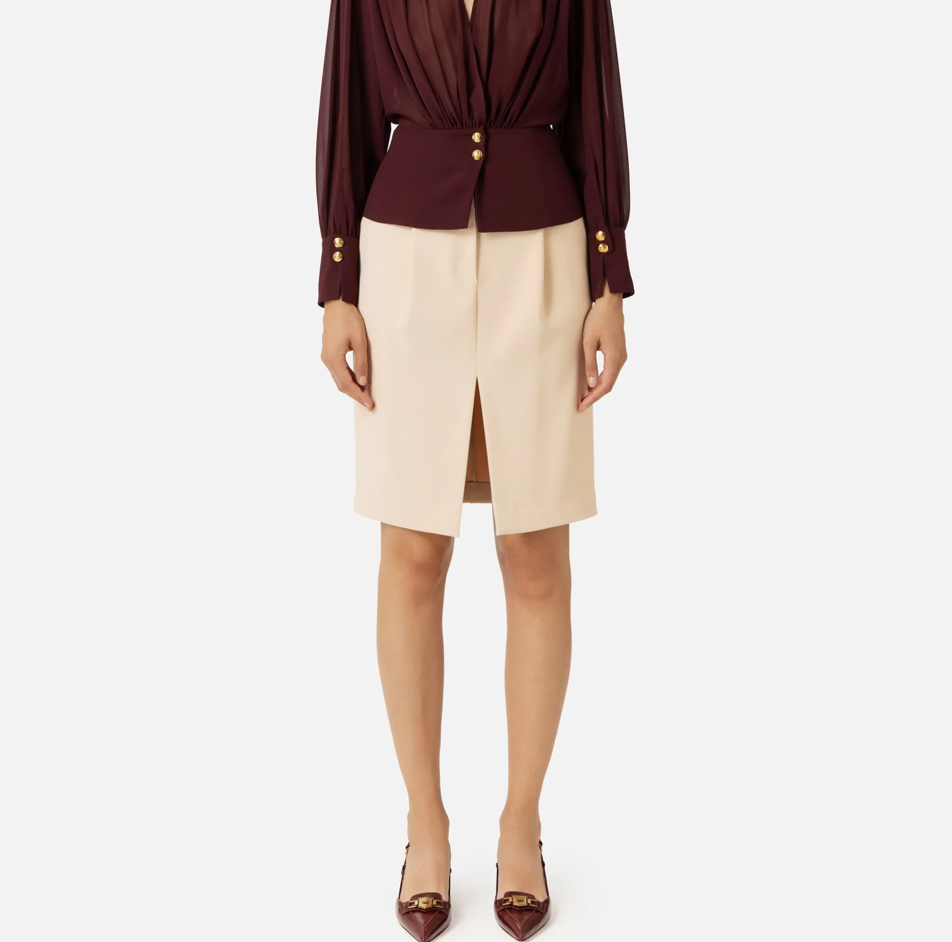 Elisabetta Franchi Skirts | Midi skirt in stretch crêpe fabric with darts