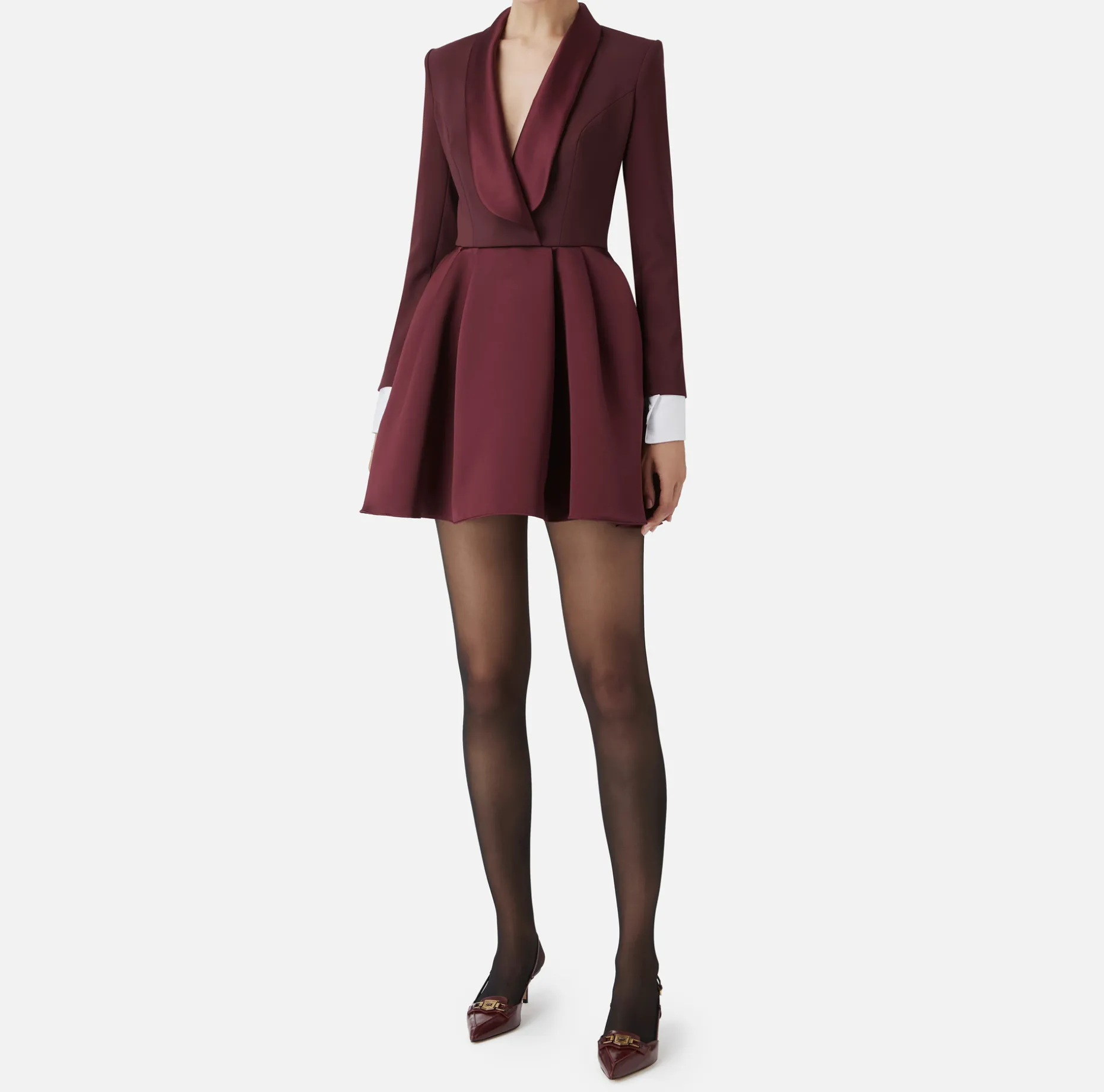 Elisabetta Franchi Mini Dresses | Dresses | Mini-dress in crêpe fabric with satin lapels