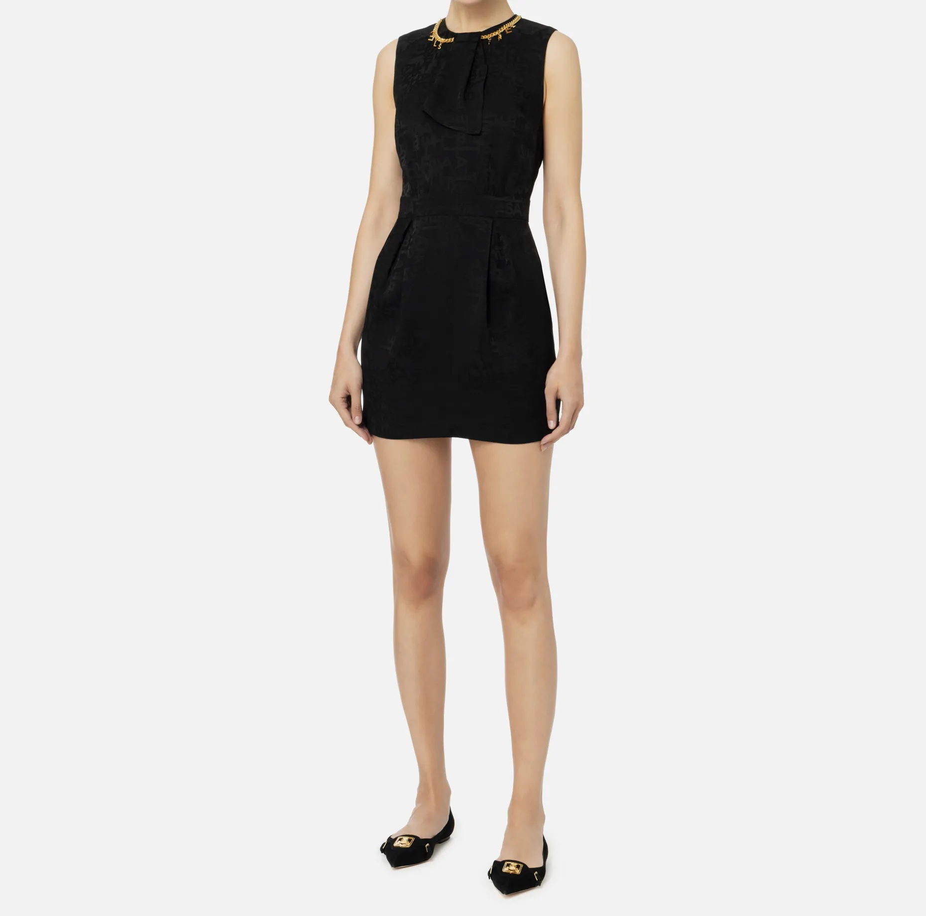 Elisabetta Franchi Mini Dresses | Dresses | Mini-dress in jacquard crêpe fabric with lettering