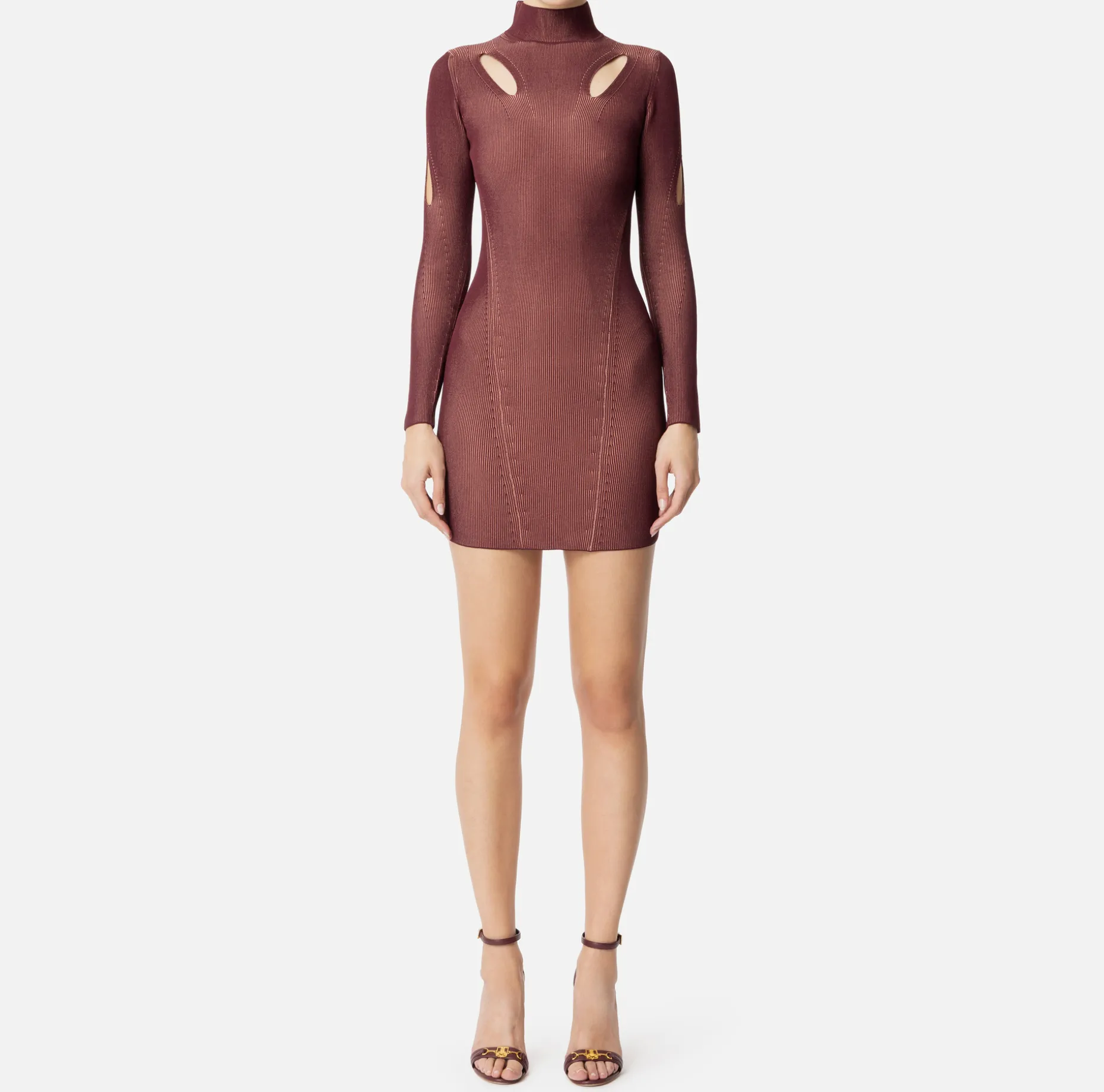 Elisabetta Franchi Mini Dresses | Knitted Dresses | Mini-dress in ribbed viscose fabric with cut-out