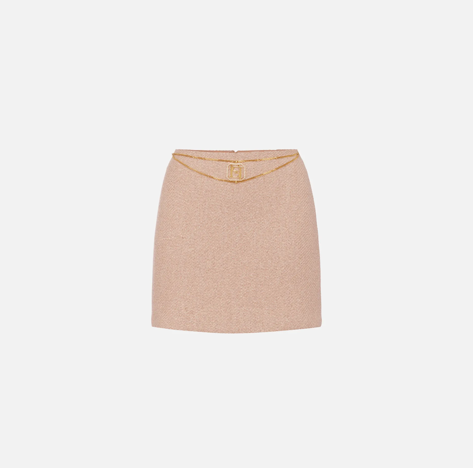 Elisabetta Franchi Skirts | Miniskirt in laminated tweed with logo accessory