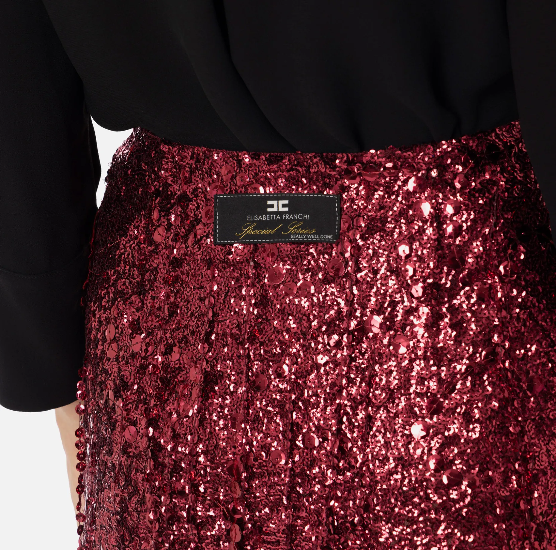 Elisabetta Franchi Skirts | Miniskirt tulle embroidered with sequin fringes