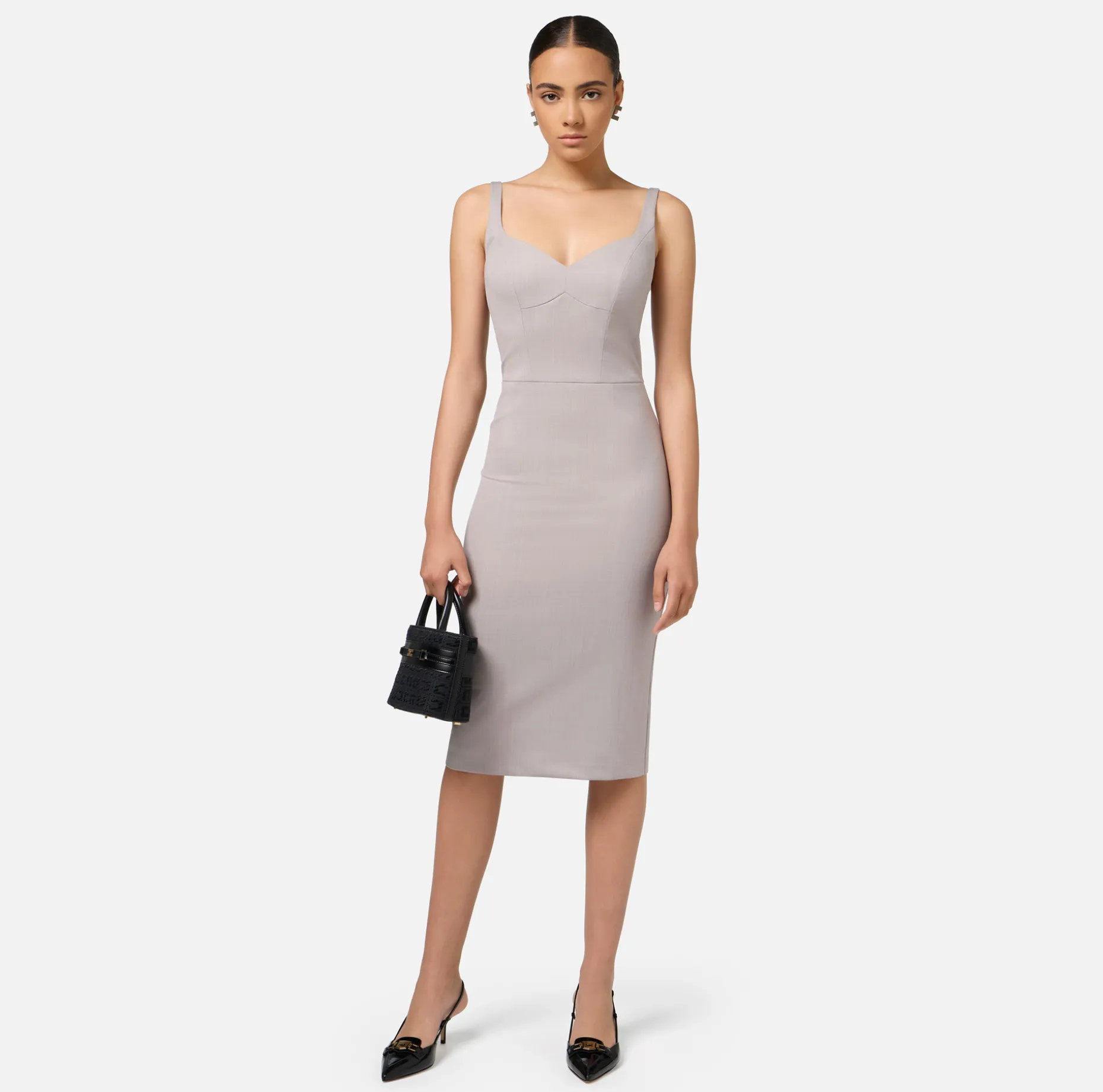 Elisabetta Franchi Midi Dresses | Sheath Dresses | Mélange cool wool midi dress