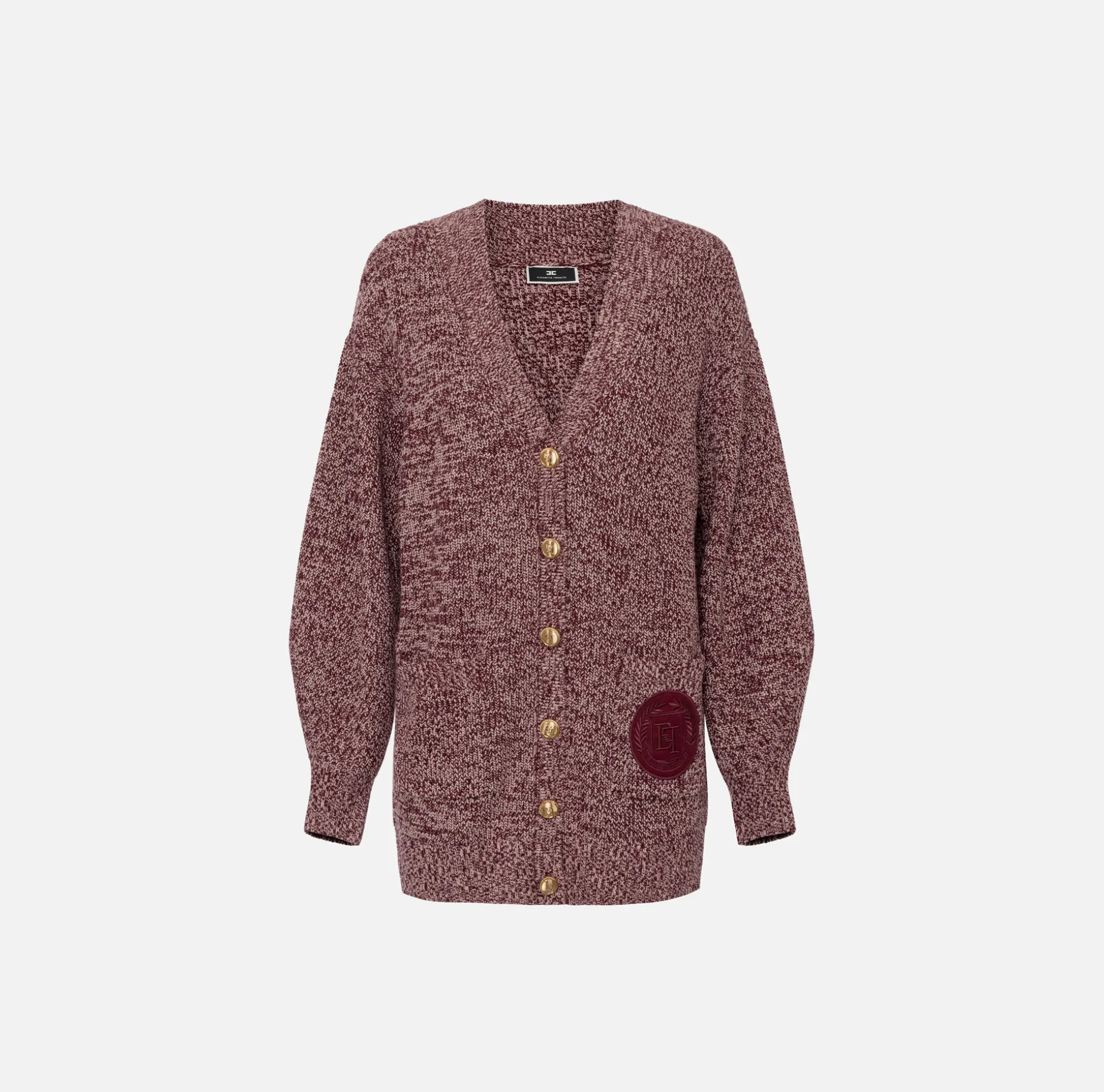 Elisabetta Franchi Knitwear And Sweatshirts | Mouliné viscose cardigan with logo patch