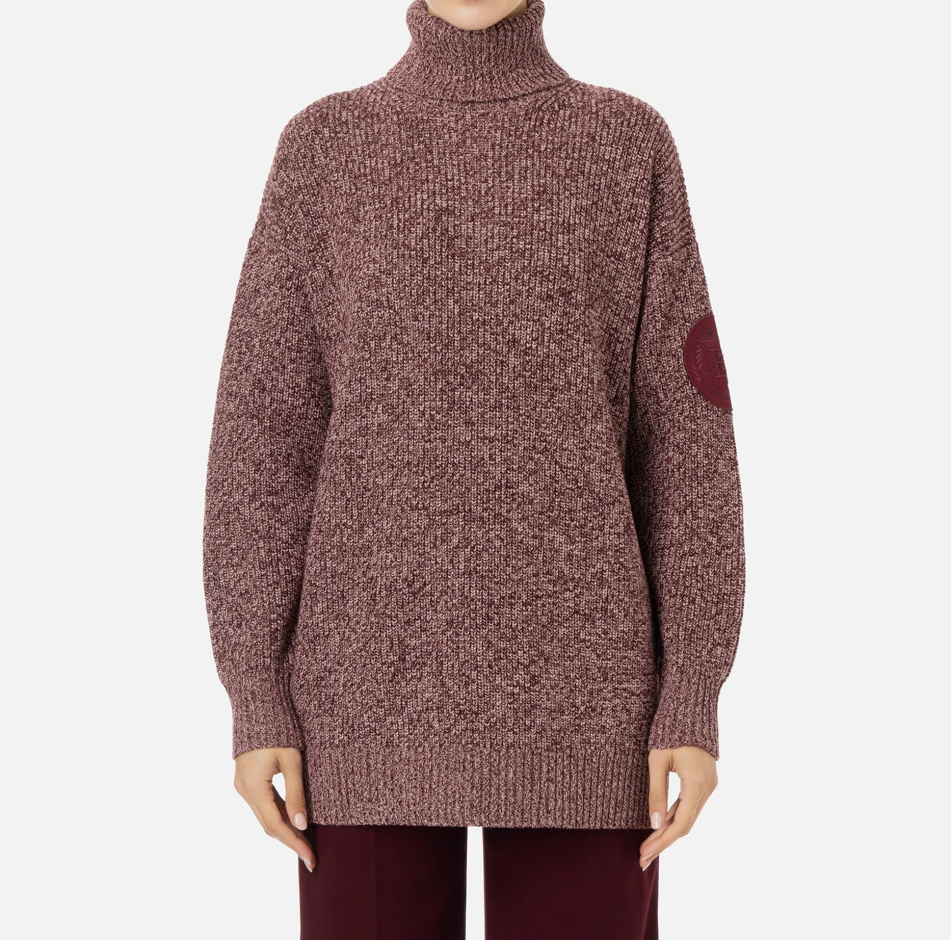 Elisabetta Franchi Knitwear And Sweatshirts | Mouliné viscose turtleneck with logo patch