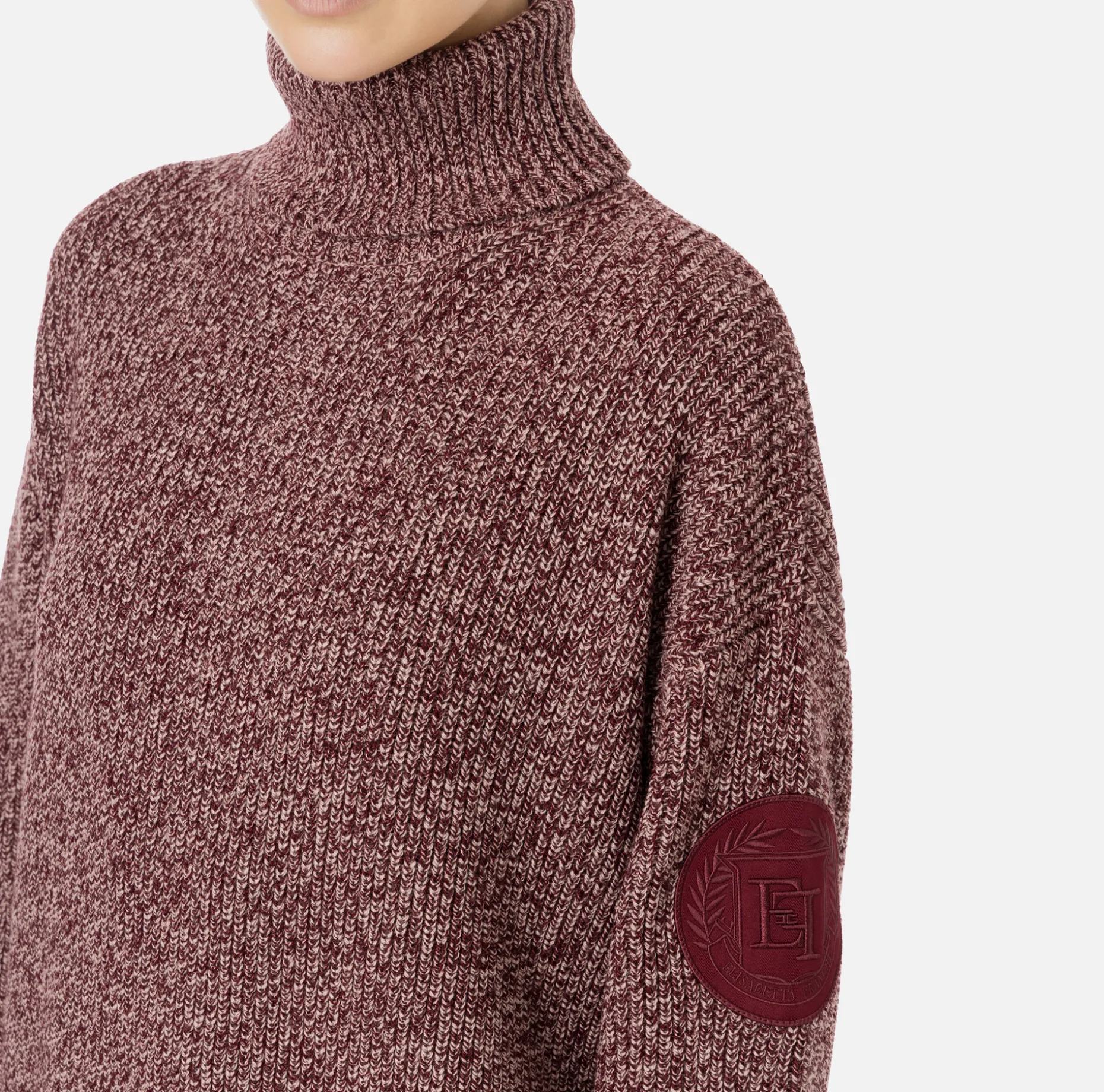 Elisabetta Franchi Knitwear And Sweatshirts | Mouliné viscose turtleneck with logo patch