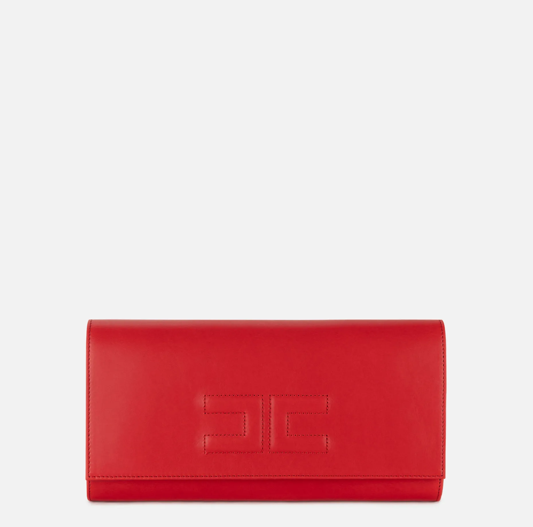 Elisabetta Franchi Clutch | Nappa leather baguette clutch bag with embossed logo