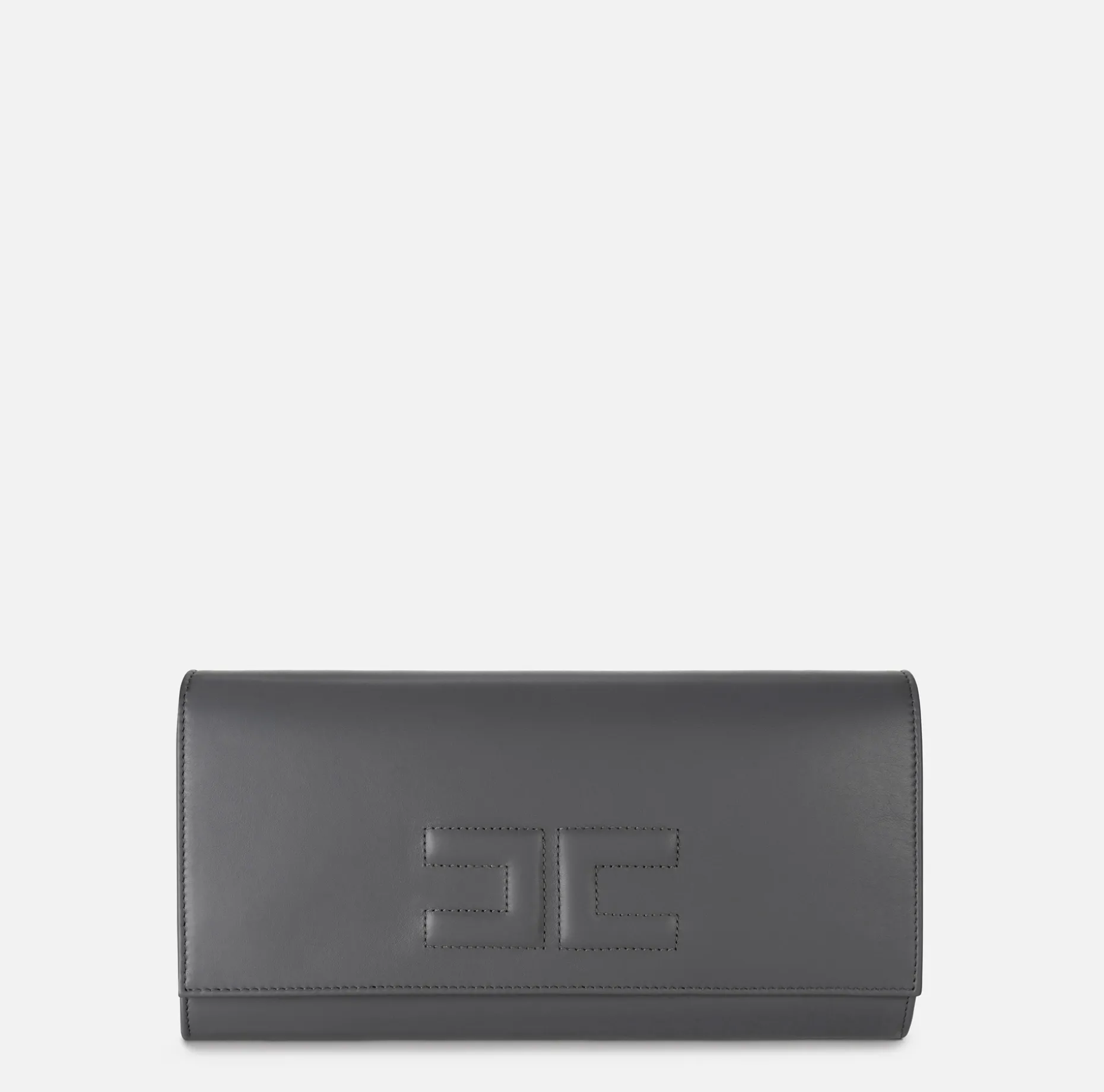 Elisabetta Franchi Clutch | Nappa leather baguette clutch bag with embossed logo