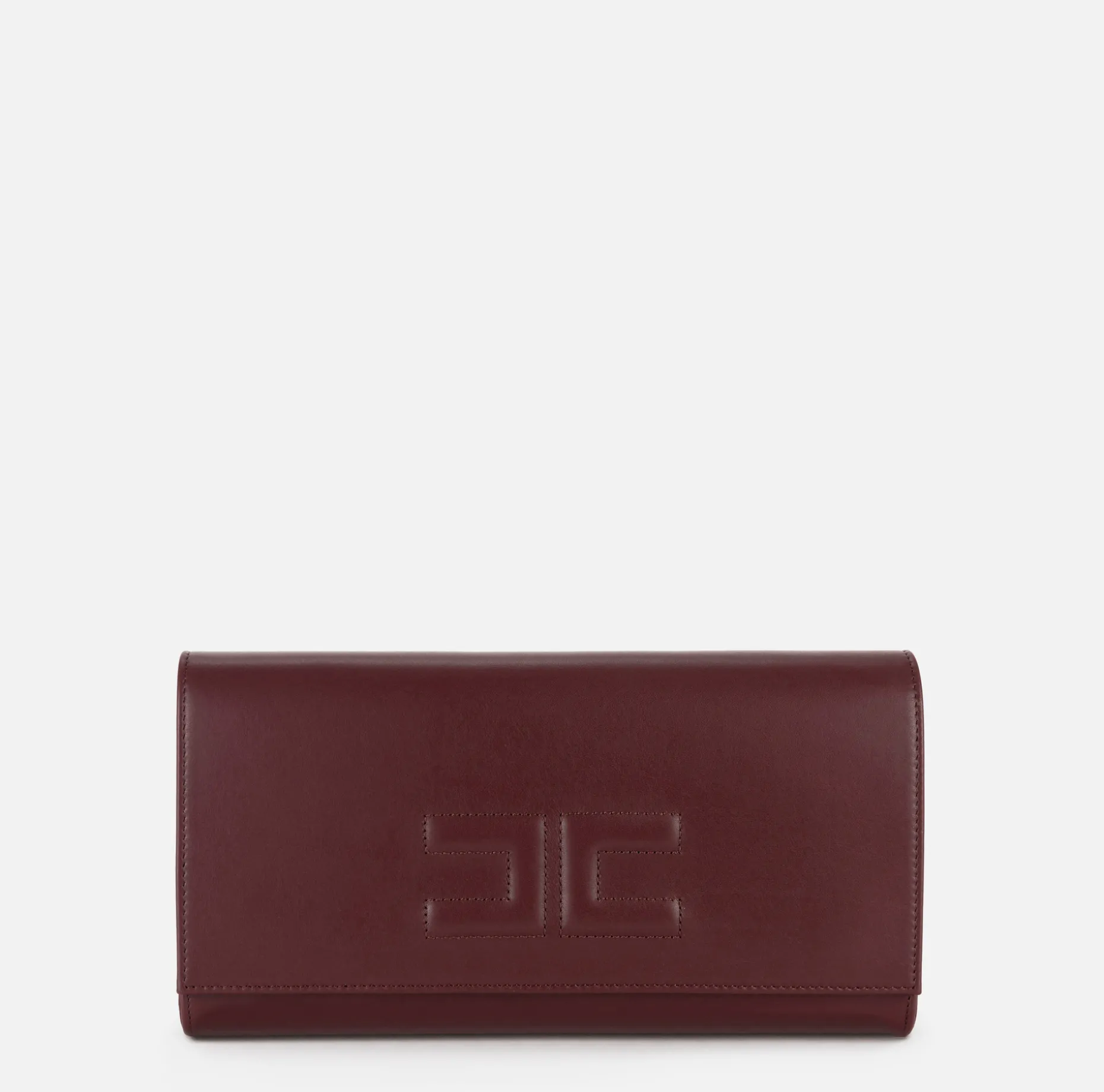 Elisabetta Franchi Clutch | Nappa leather baguette clutch bag with embossed logo