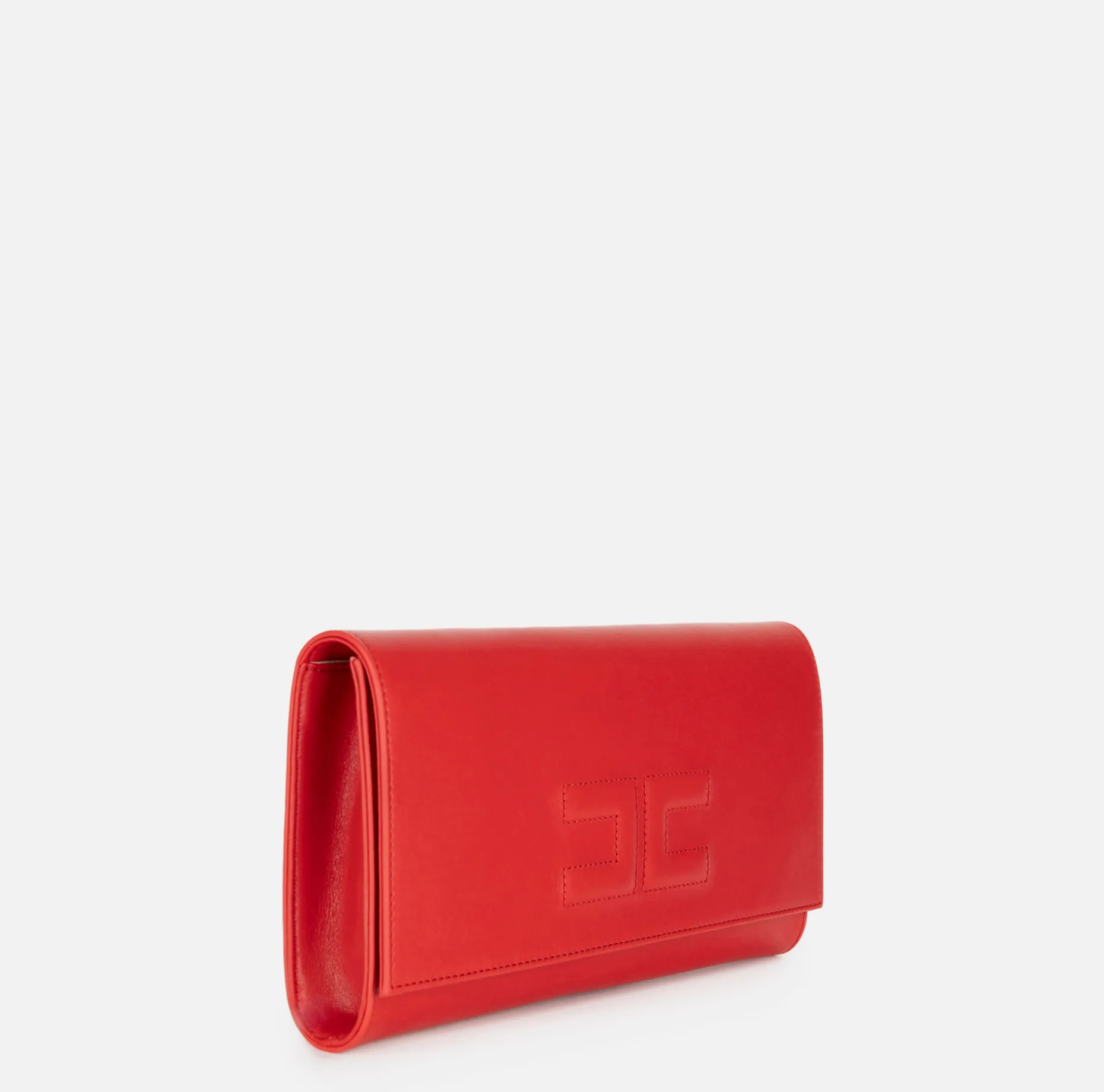 Elisabetta Franchi Clutch | Nappa leather baguette clutch bag with embossed logo