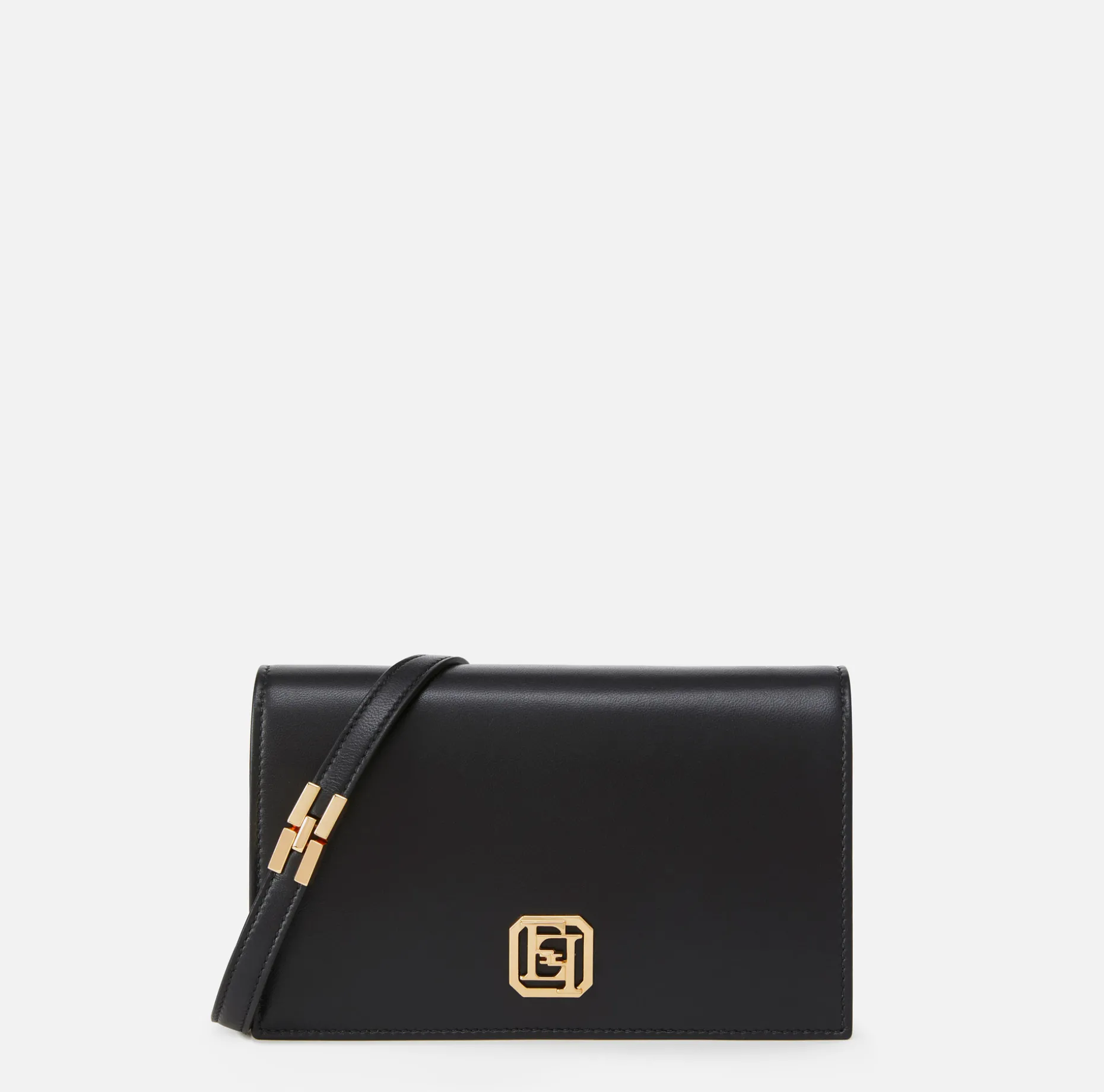 Elisabetta Franchi Strap Bags | Nappa leather shoulder bag with logo plaque