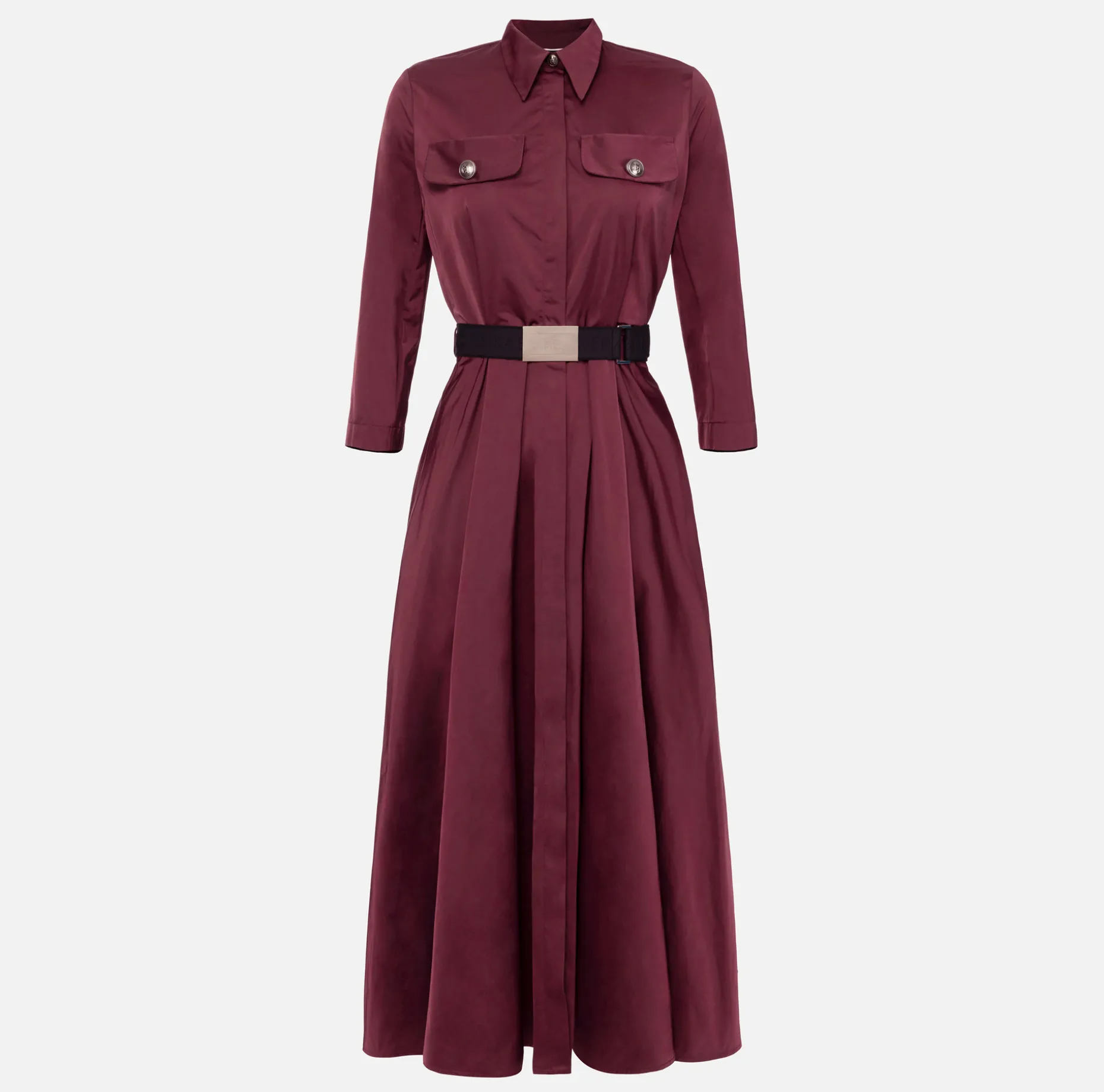 Elisabetta Franchi Midi Dresses | Dresses | Nylon midi shirt-dress with belt