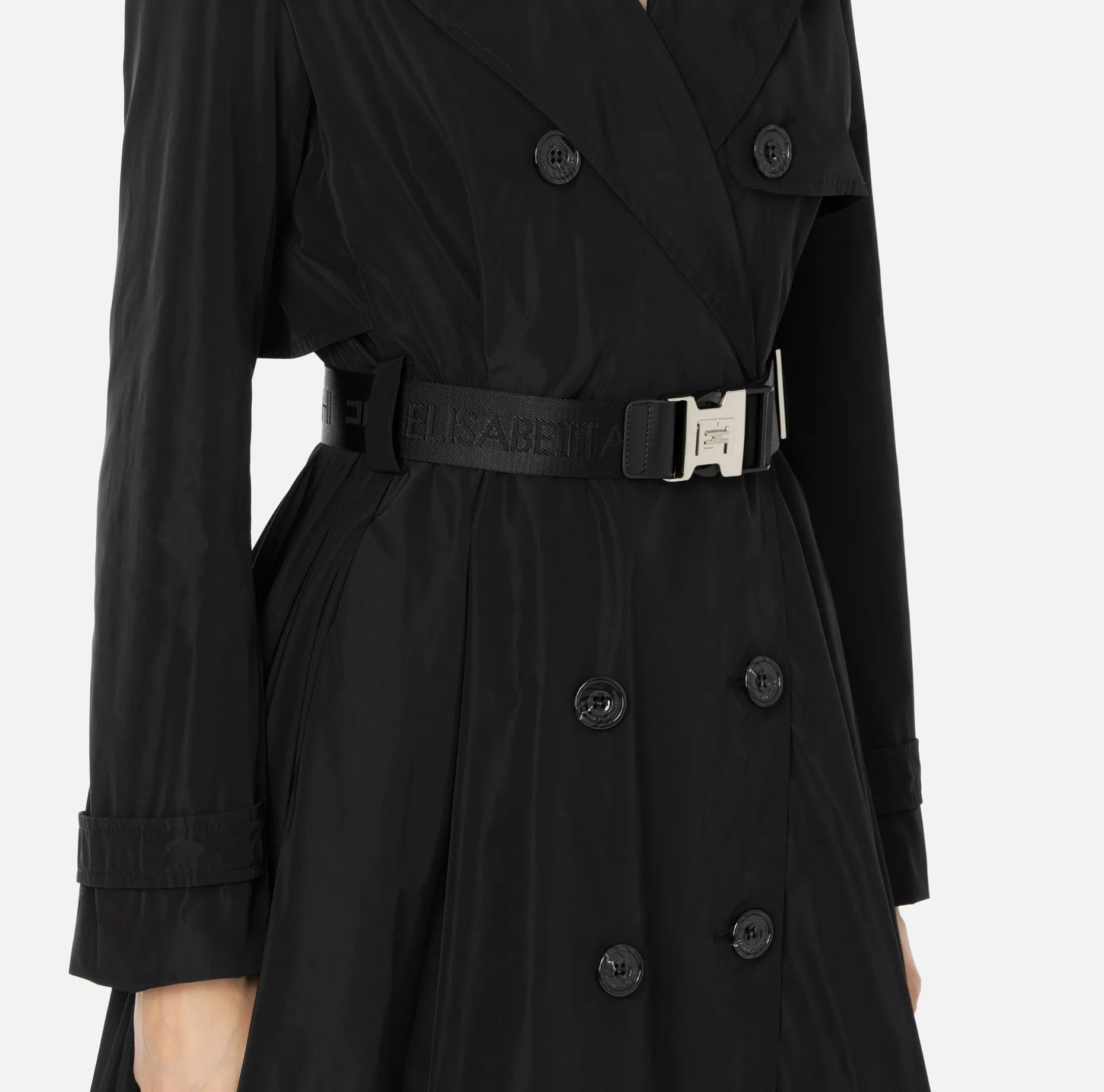 Elisabetta Franchi Jackets And Trench Coats | Nylon trench coat with circle skirt and belt