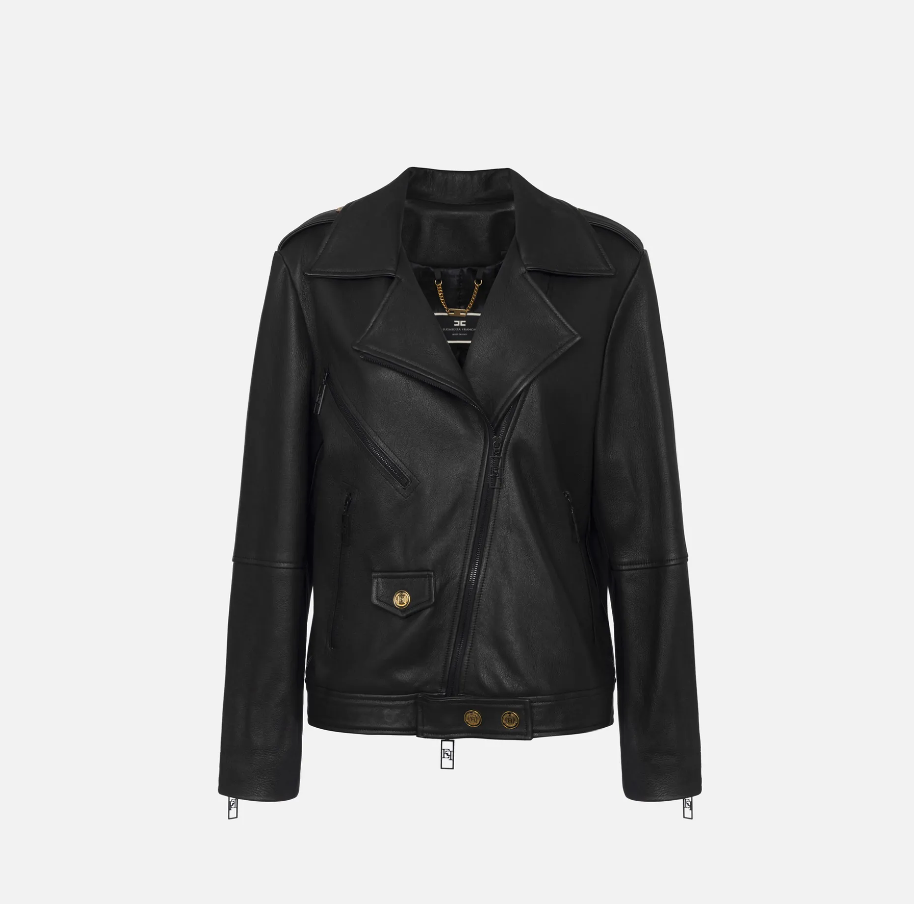 Elisabetta Franchi Jackets And Trench Coats | Oversized biker jacket in used-effect leather