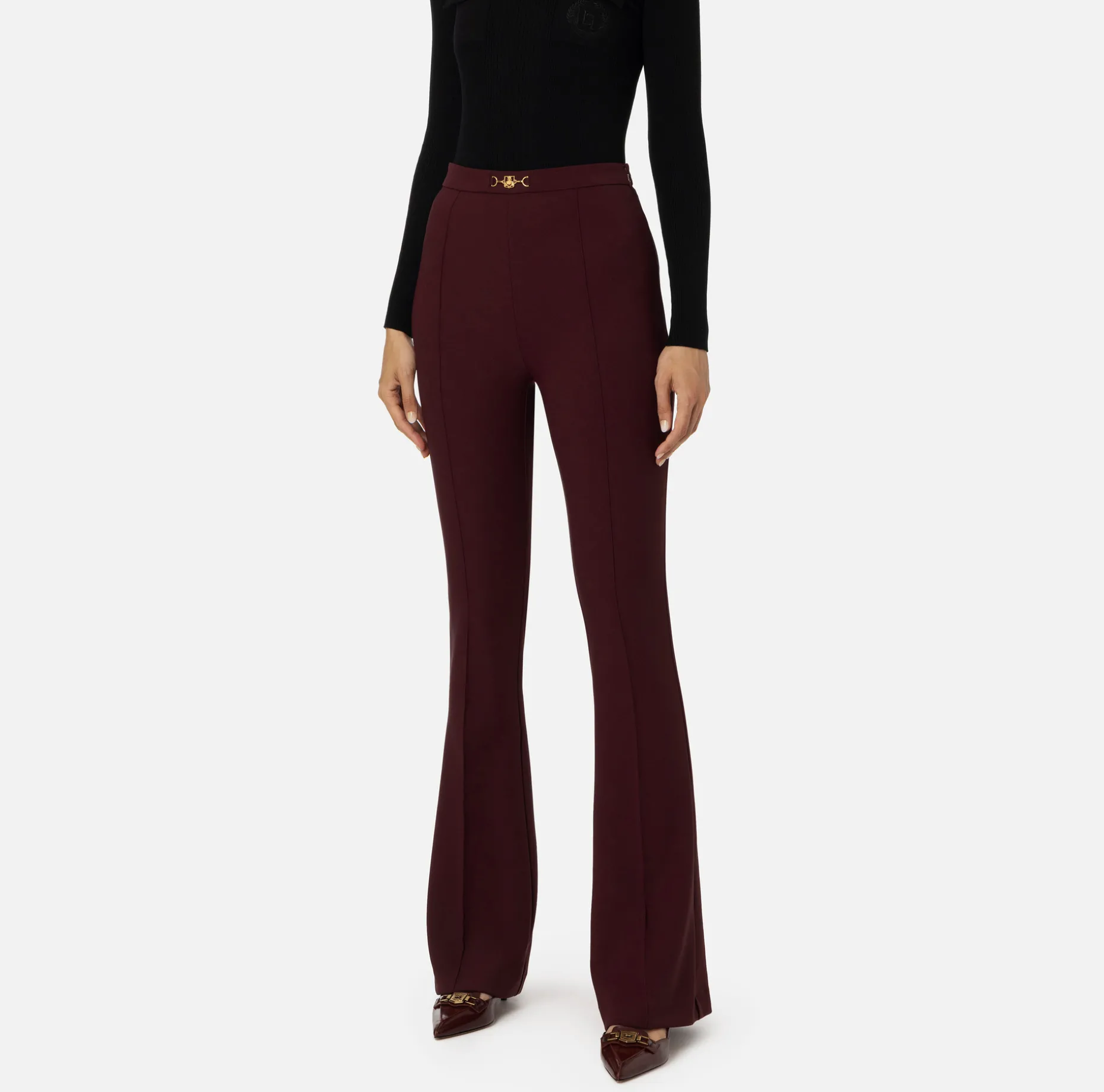 Elisabetta Franchi Trousers And Shorts | Palazzo trousers in stretch crêpe fabric with horsebit