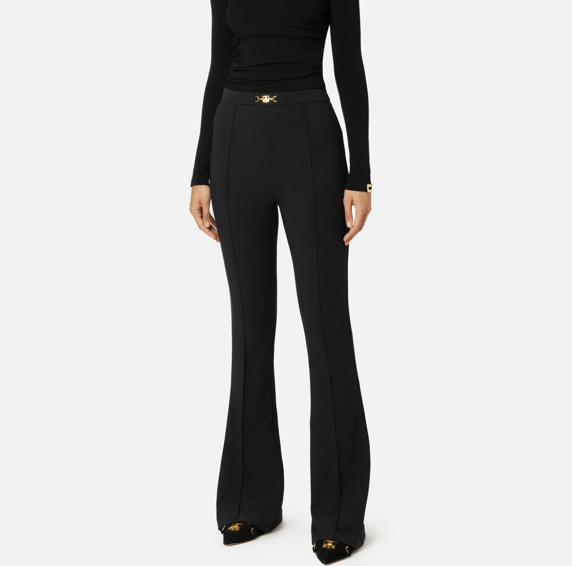 Elisabetta Franchi Trousers And Shorts | Palazzo trousers in stretch crêpe fabric with horsebit