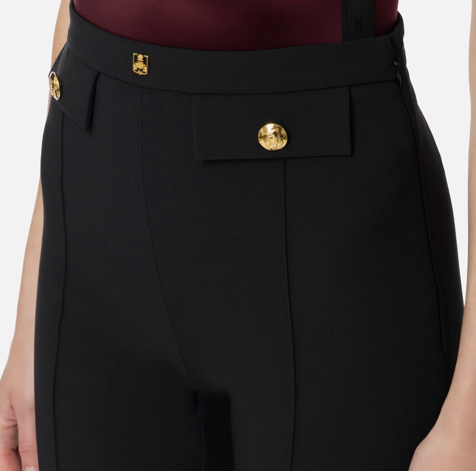 Elisabetta Franchi Trousers And Shorts | Tailleur | Palazzo trousers in stretch crêpe fabric with logo rivet