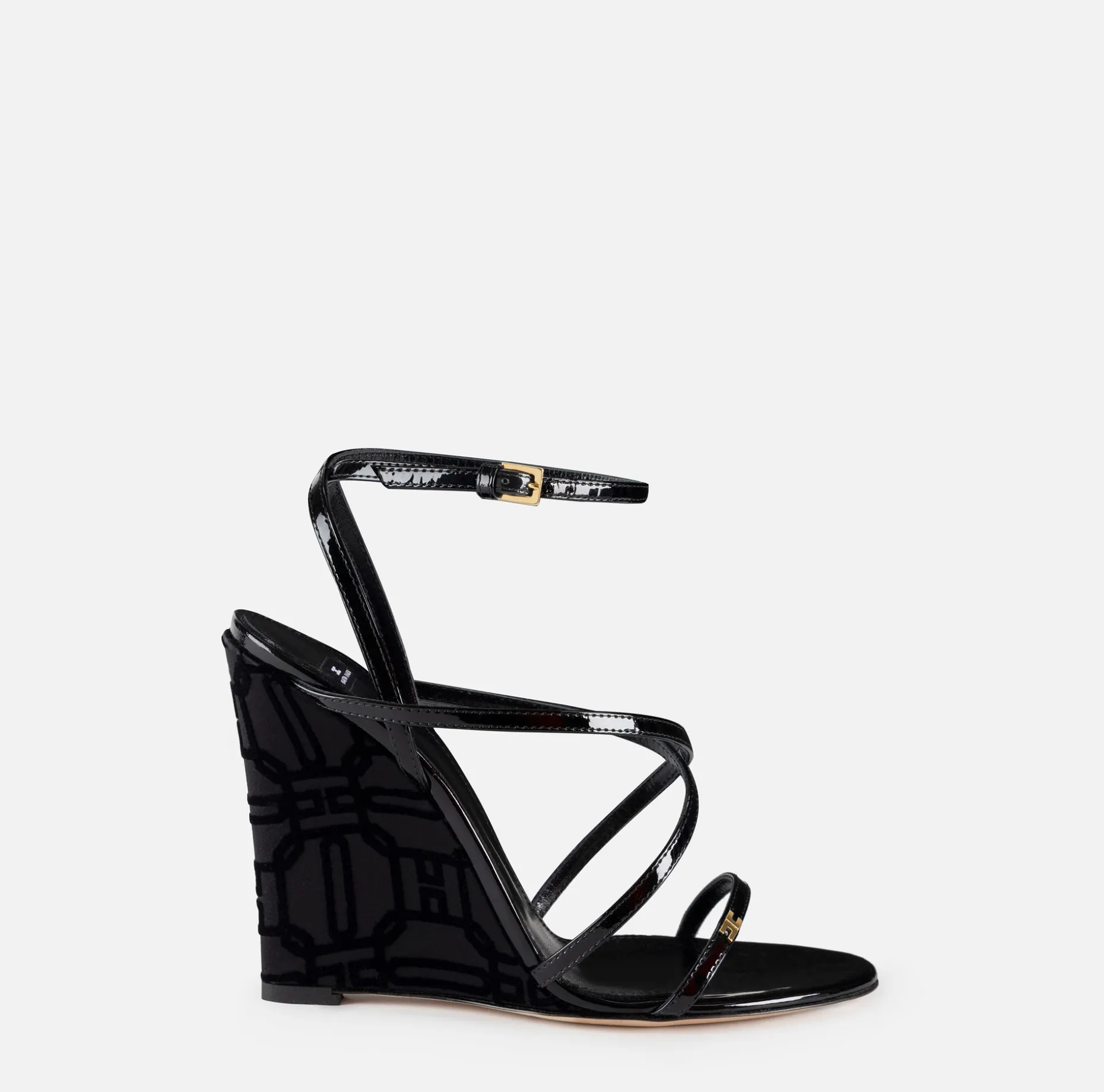 Elisabetta Franchi Sandals | Patent leather sandals with satin wedge