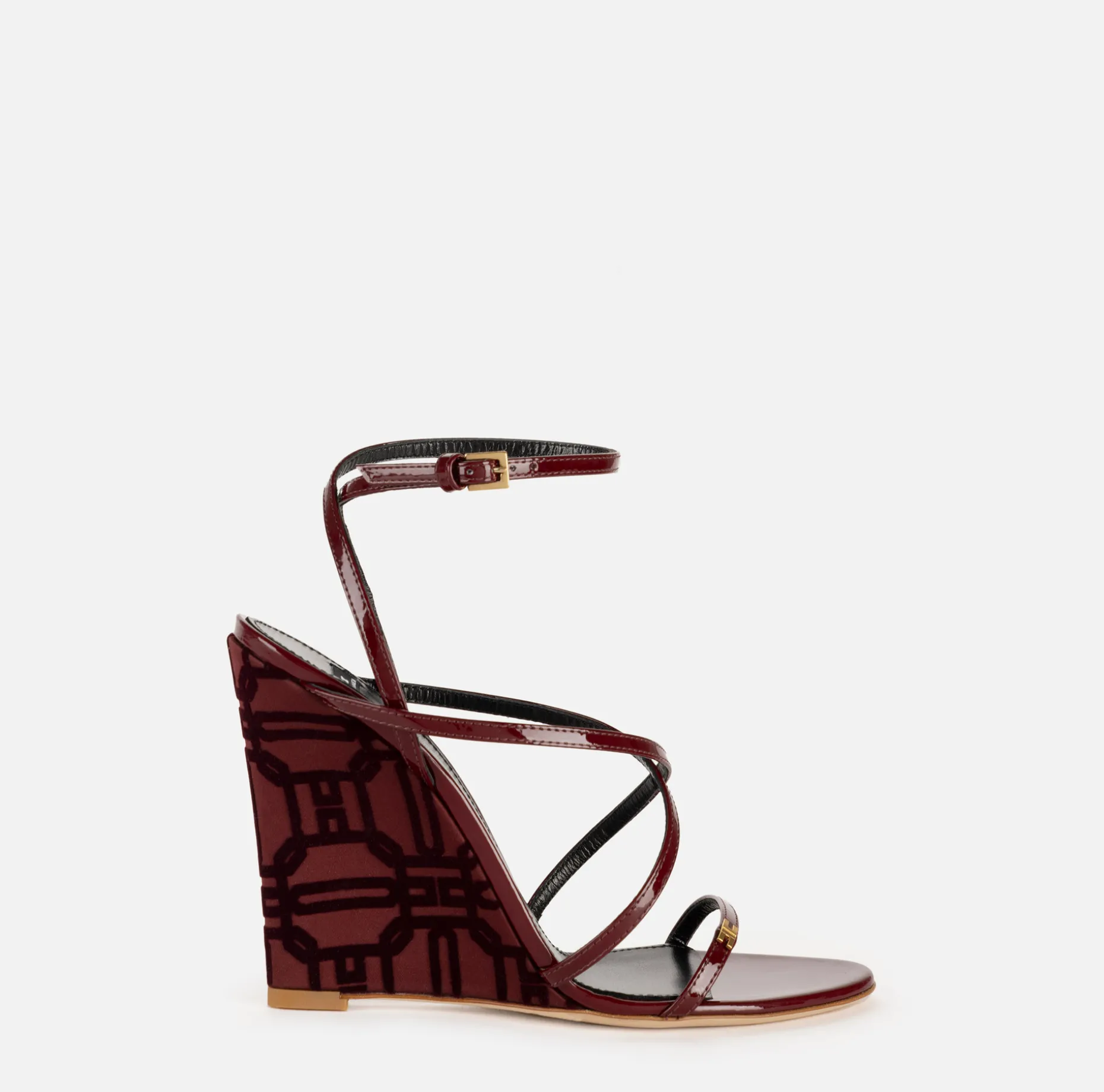 Elisabetta Franchi Sandals | Patent leather sandals with satin wedge