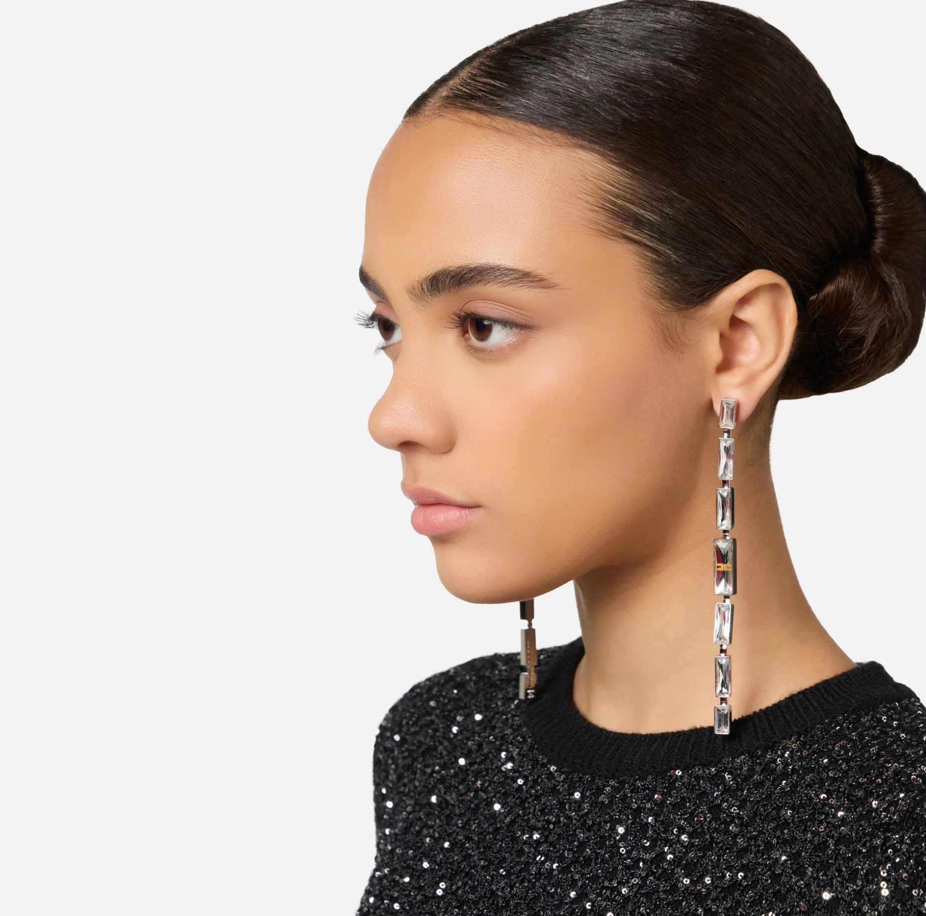 Elisabetta Franchi Jewelry | Pendant earrings with rectangular crystals