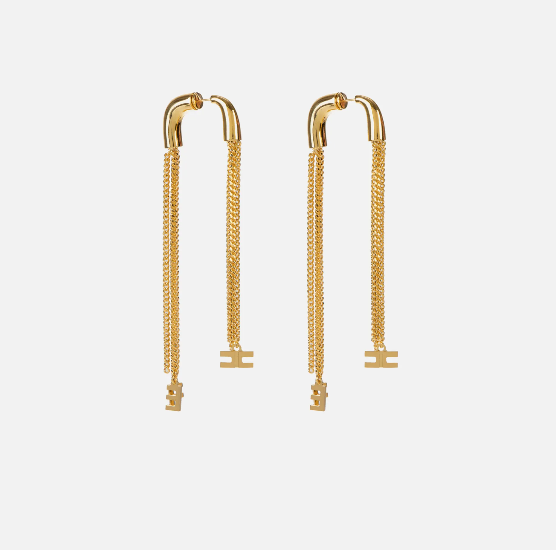 Elisabetta Franchi Jewelry | Pendant metal earrings with logo charms