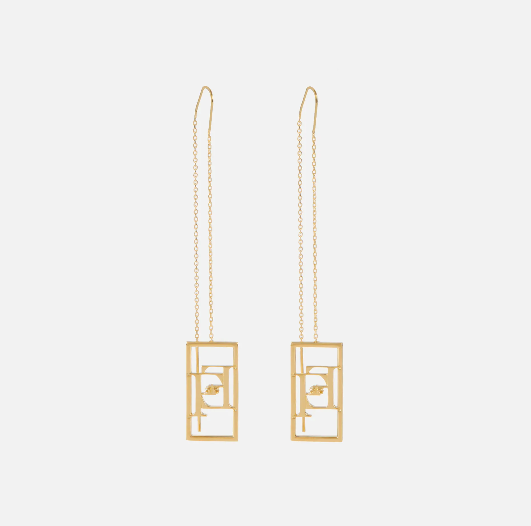 Elisabetta Franchi Jewelry | Pendant metal earrings with rectangular logo