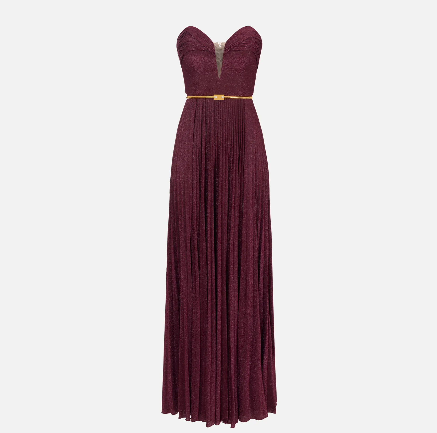 Elisabetta Franchi Red Carpet Dresses | Red Carpet | Pleated red carpet dress in lurex jersey with belt