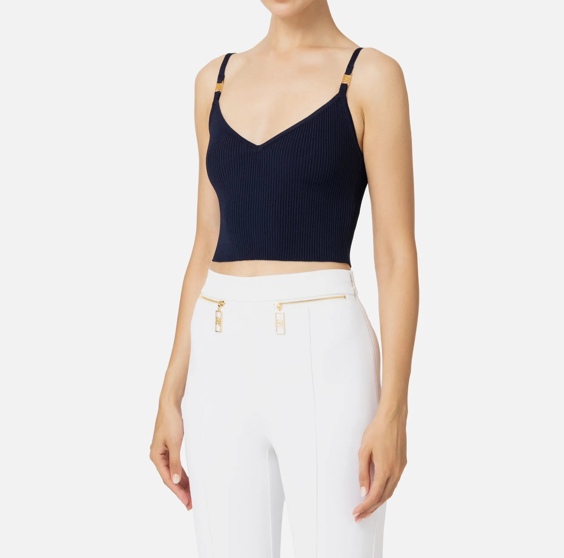 Elisabetta Franchi Top And T-Shirts | Pleated-effect viscose bustier top