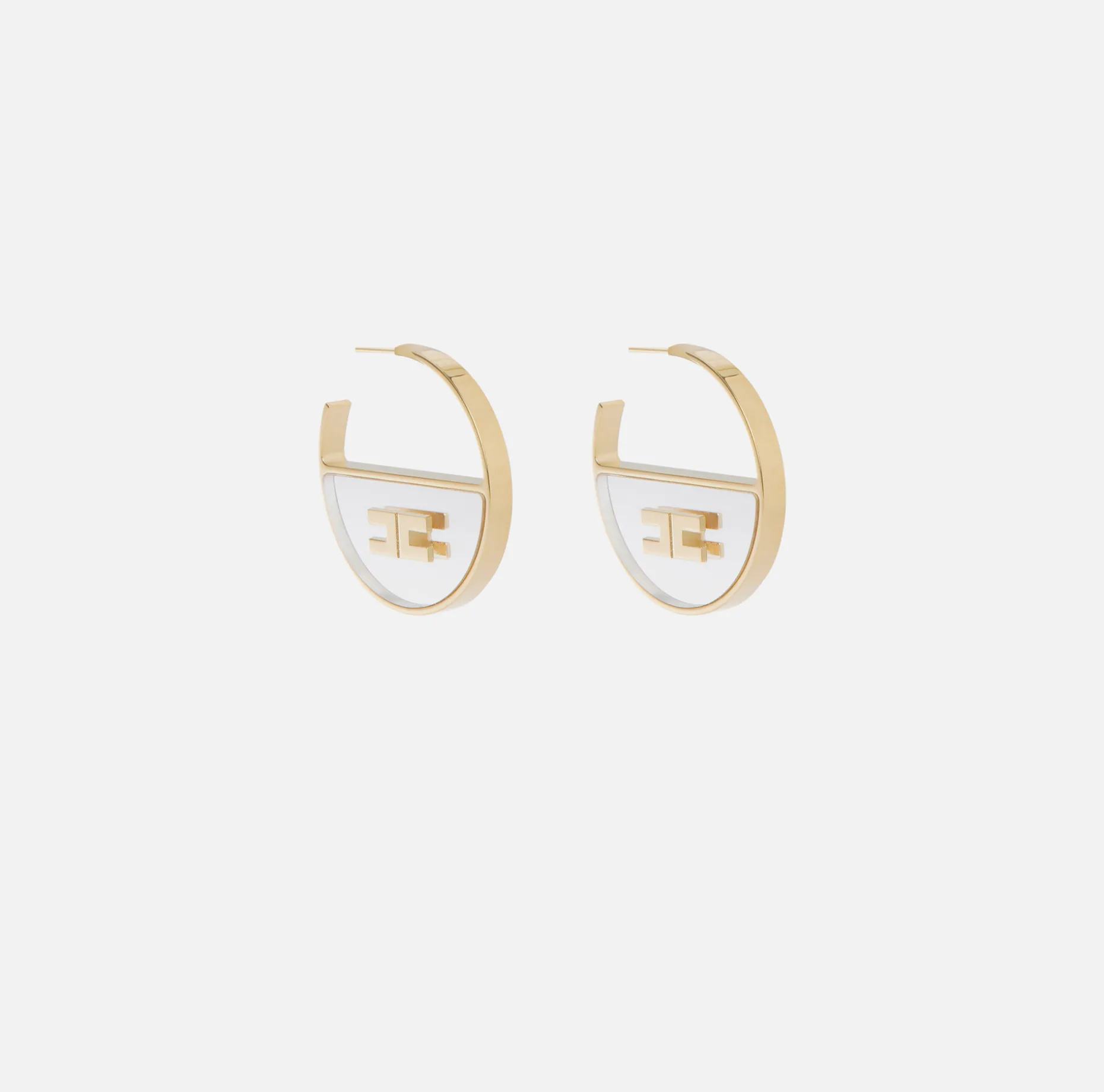 Elisabetta Franchi Jewelry | Plexiglas hoop earrings with logo