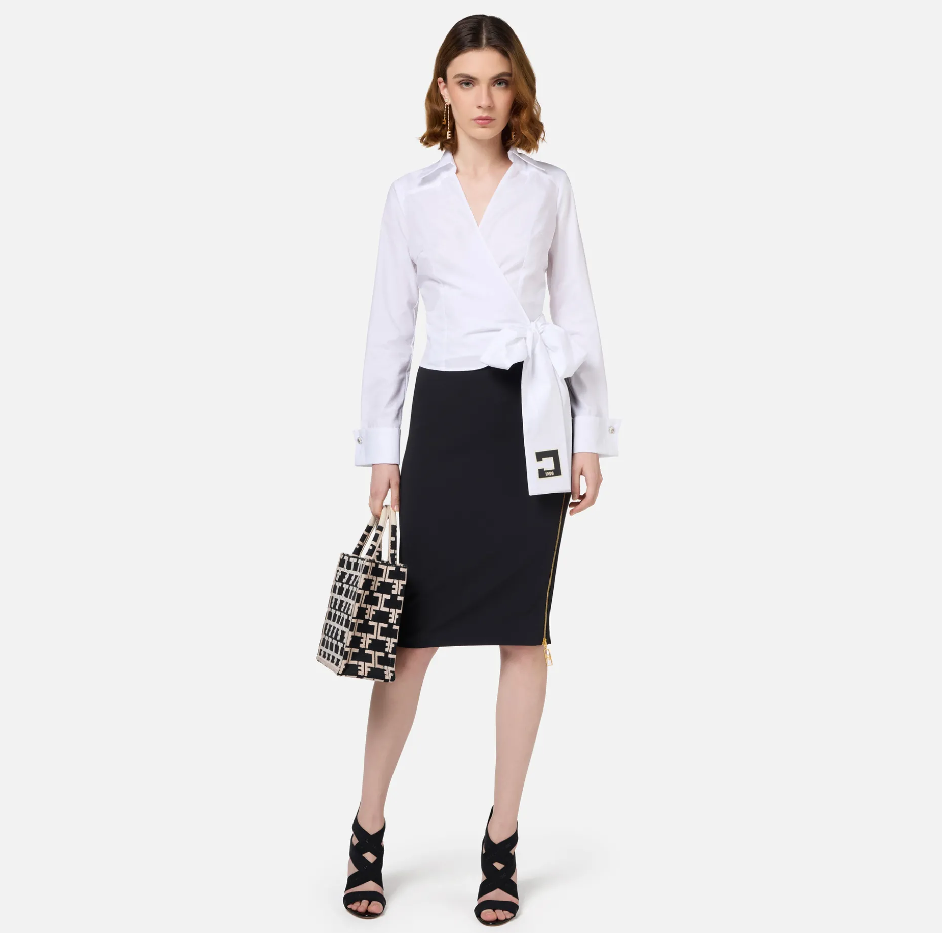 Elisabetta Franchi Shirts And Blouses | Poplin shirt with embroidered sash belt