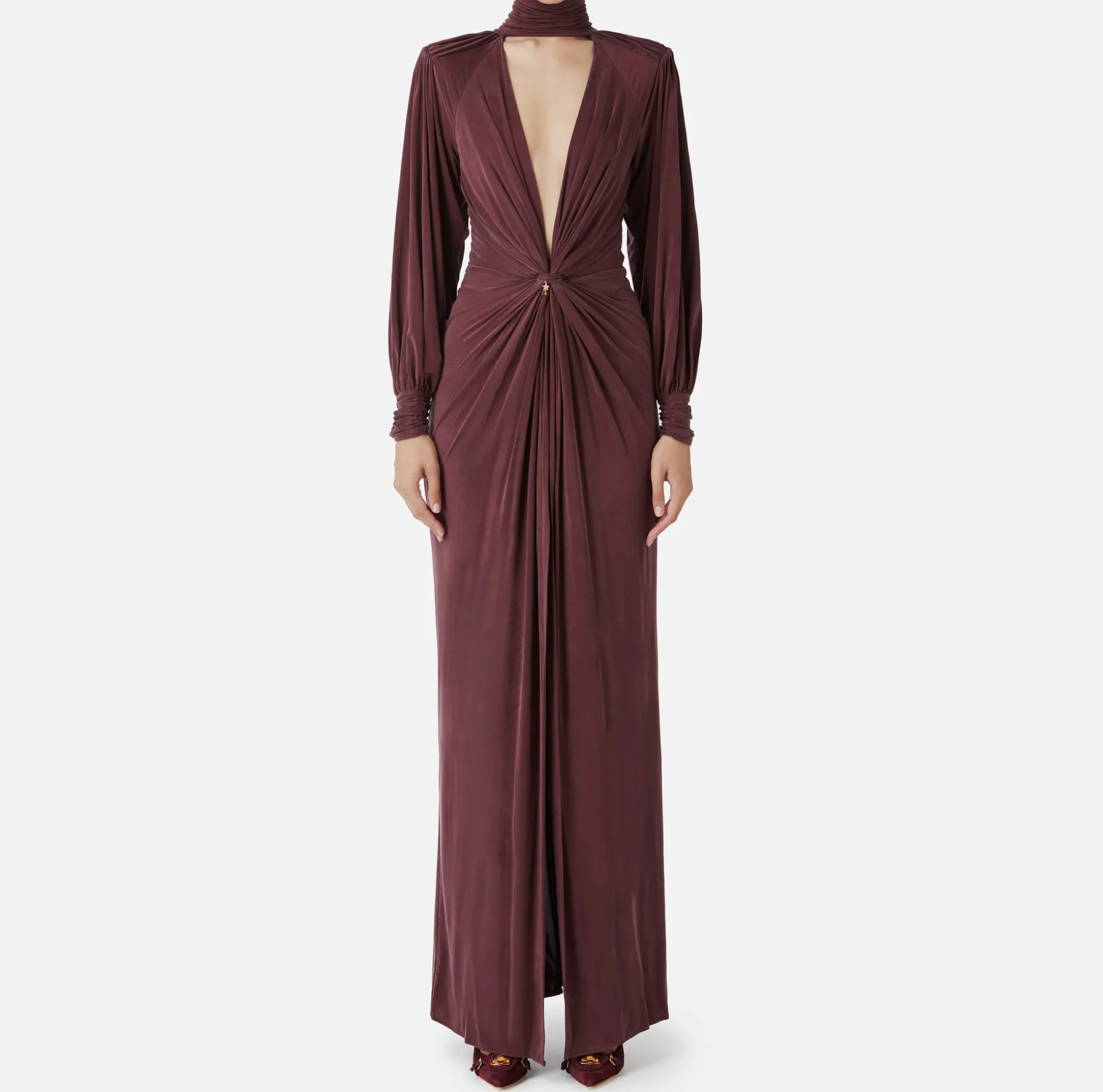 Elisabetta Franchi Red Carpet Dresses | Red Carpet | Red Carpet dress in cupro jersey with knot