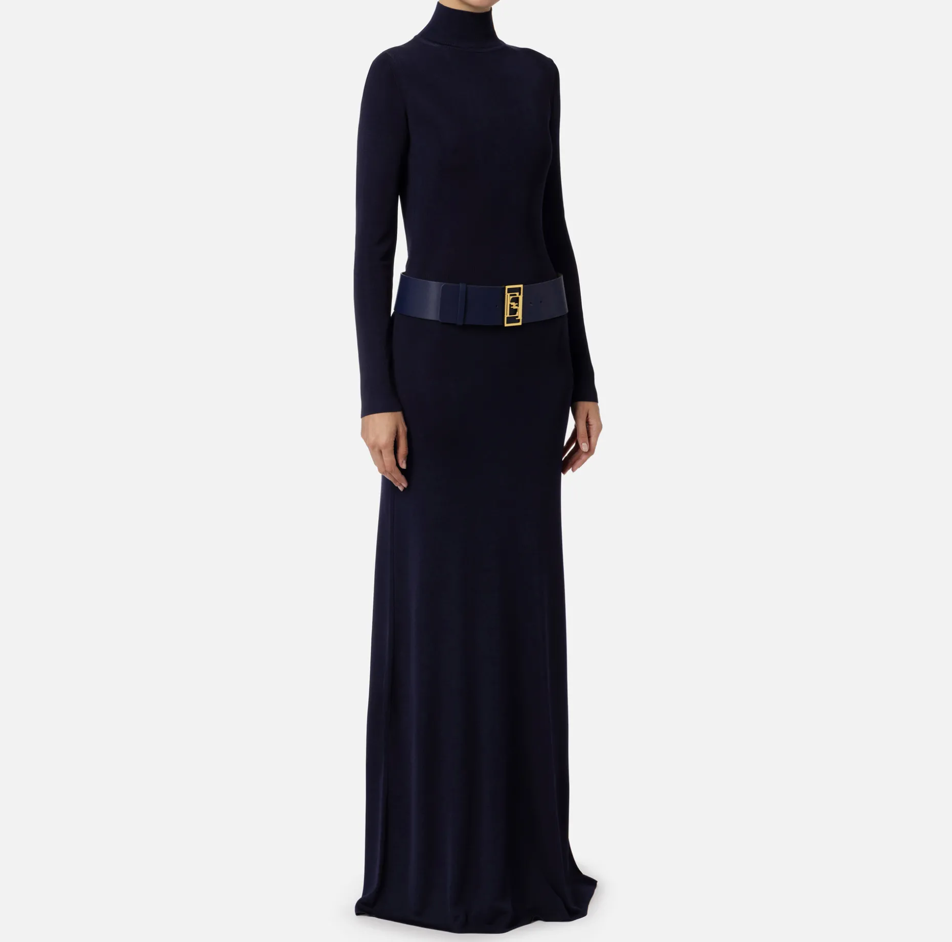 Elisabetta Franchi Red Carpet Dresses | Knitted Dresses | Red carpet dress in shiny viscose fabric with belt