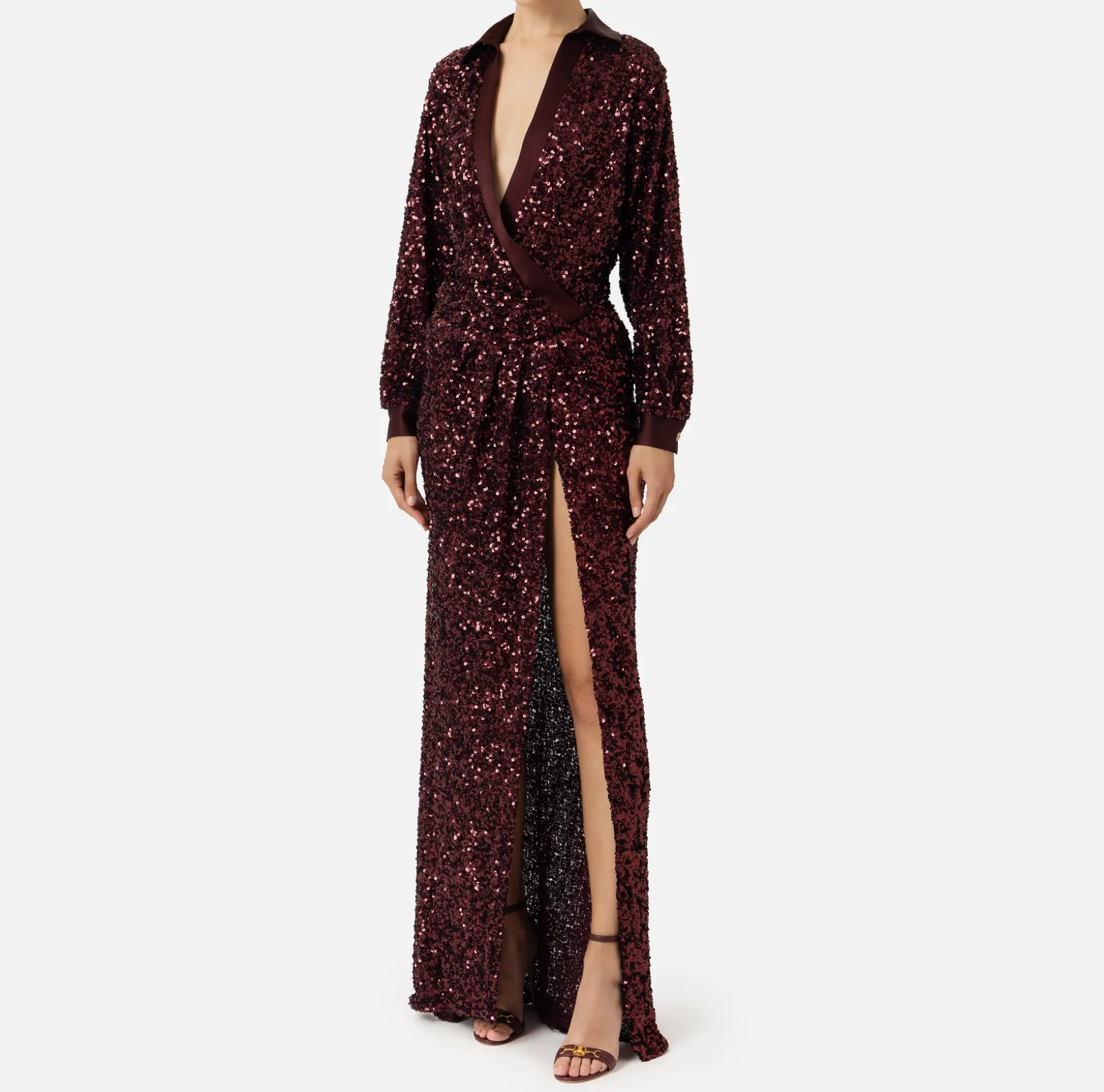 Elisabetta Franchi Red Carpet | Red Carpet Dresses | Red carpet sequin dress with satin inserts