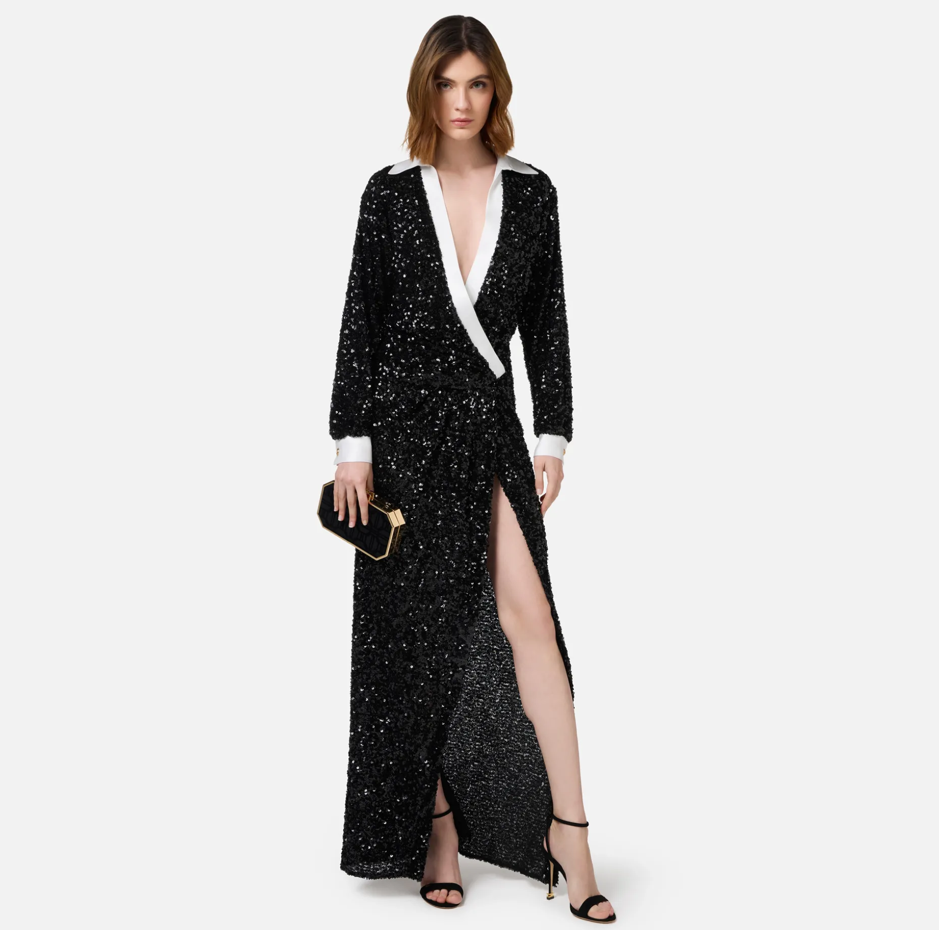 Elisabetta Franchi Red Carpet | Red Carpet Dresses | Red carpet sequin dress with satin inserts